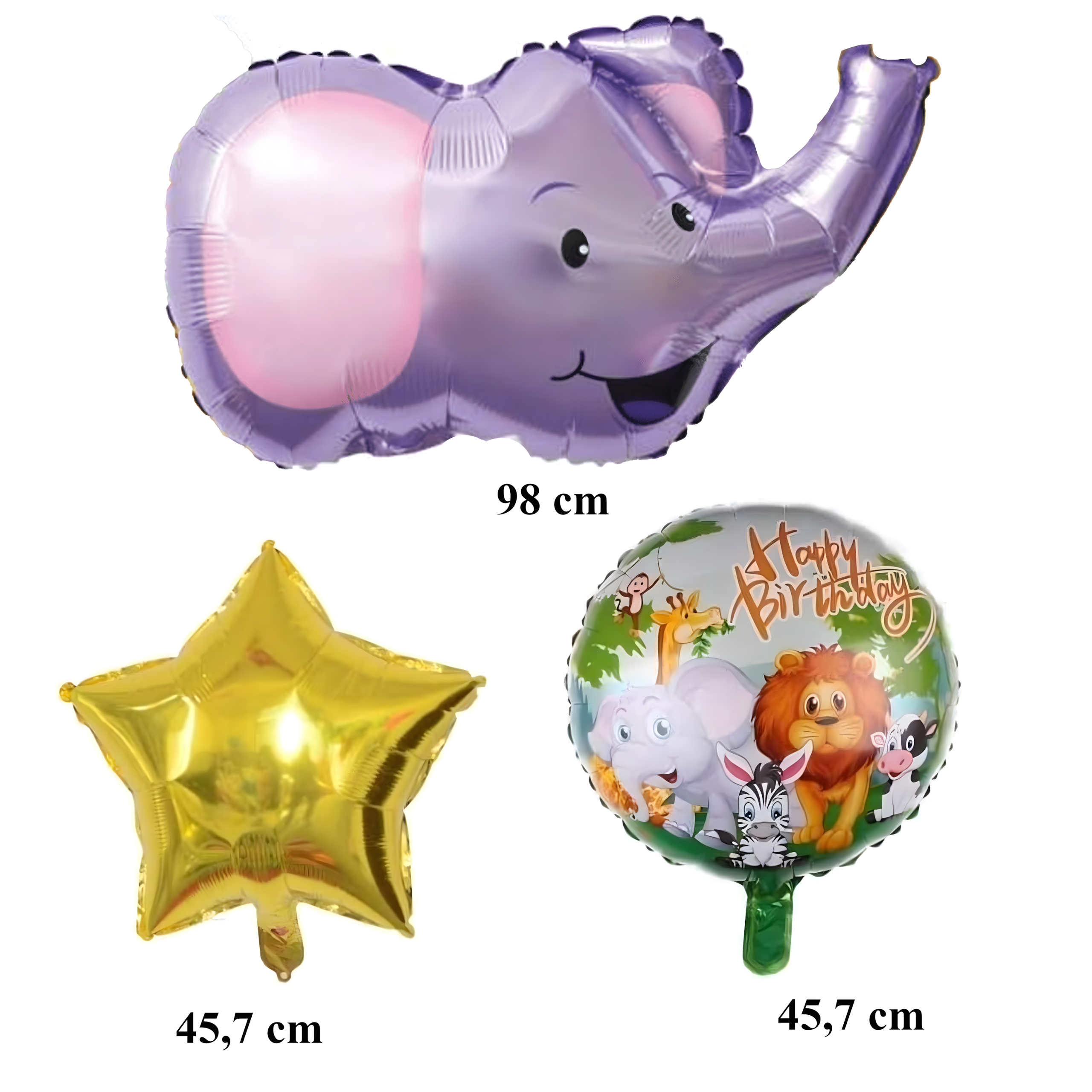 Sünnipäevalõhupallide komplekt Elevandi ja loomadega sünnipäevapeoks 5 tk