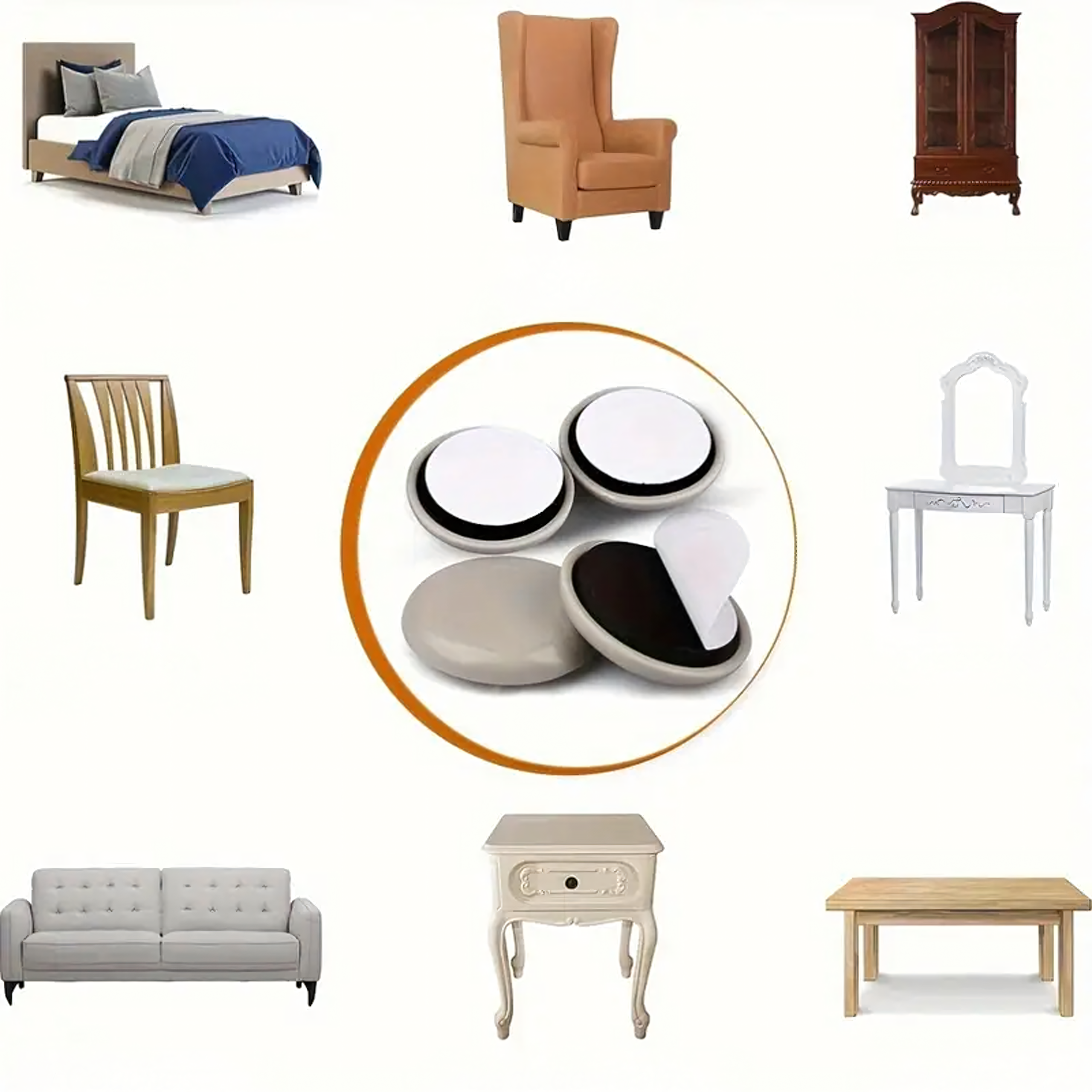 Round Self-Adhesive Glide Pads for Moving Furniture 4.2 cm 8 pcs