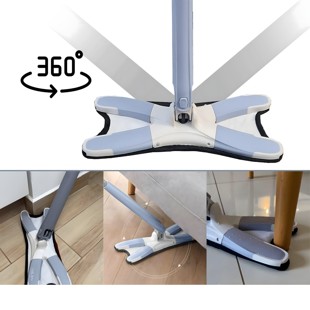 Flat Foldable Spin Mop with Twist Butterfly Wringer and Refill