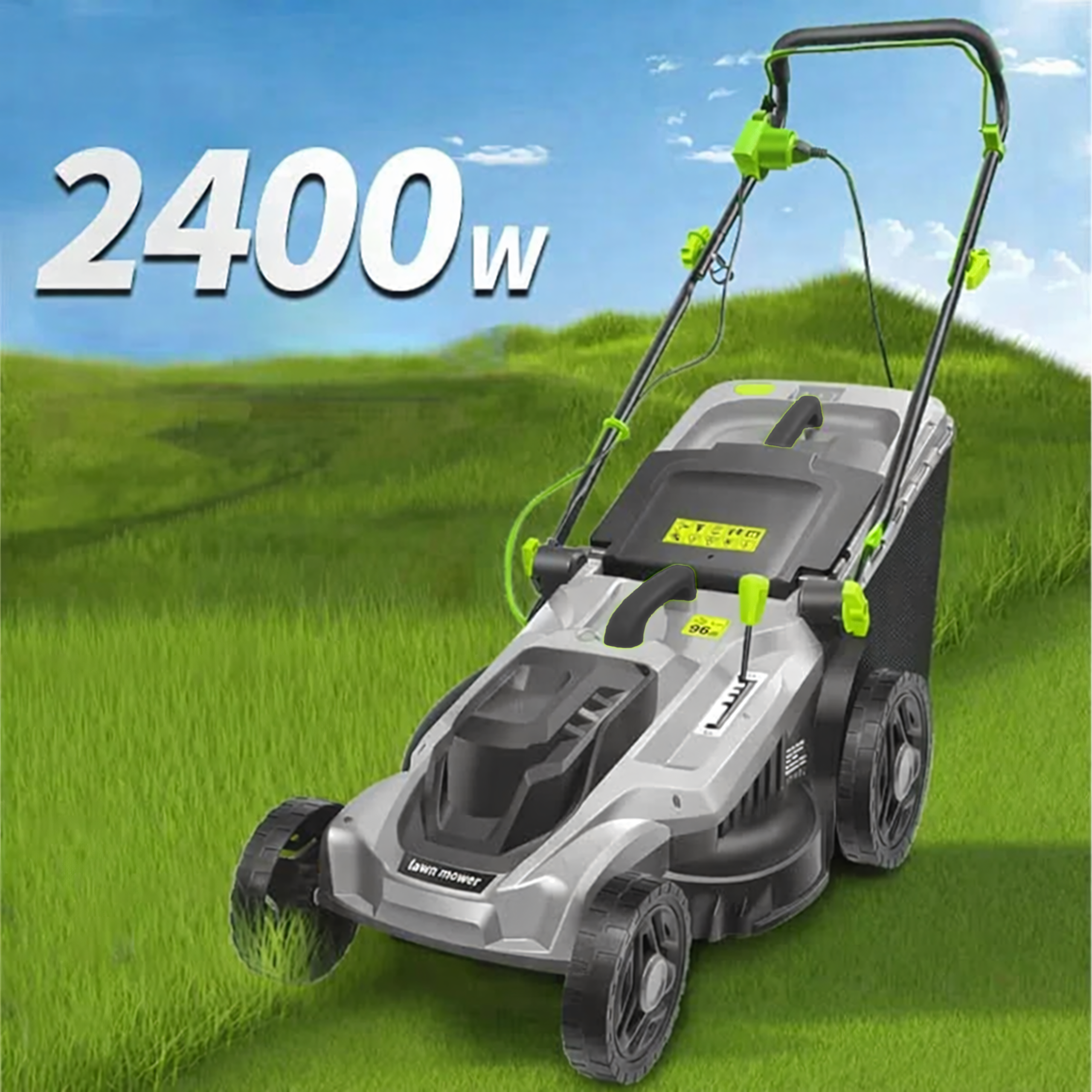 Elektriline muruniiduk, kerge ja võimas, suur 50L korv, 2400W, 43cm