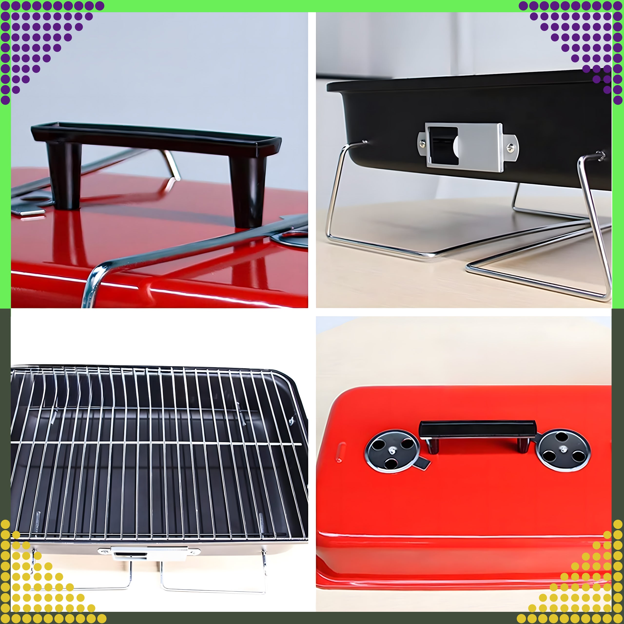 Foldable Tourist Garden Camping Grill Portable with Solid Lid