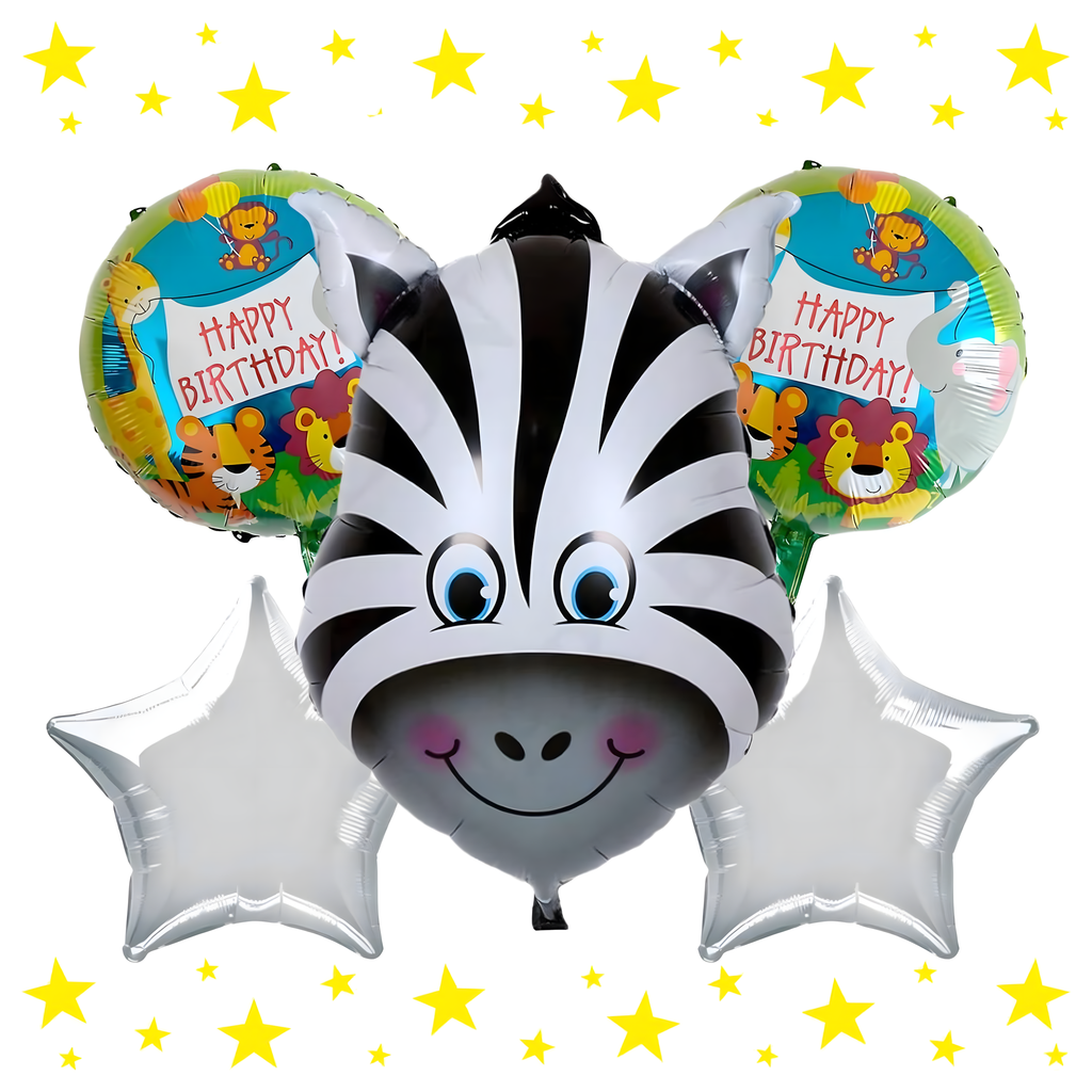 Set of Birthday Balloons Giraffe Animals for Birthday Party 5 pcs
