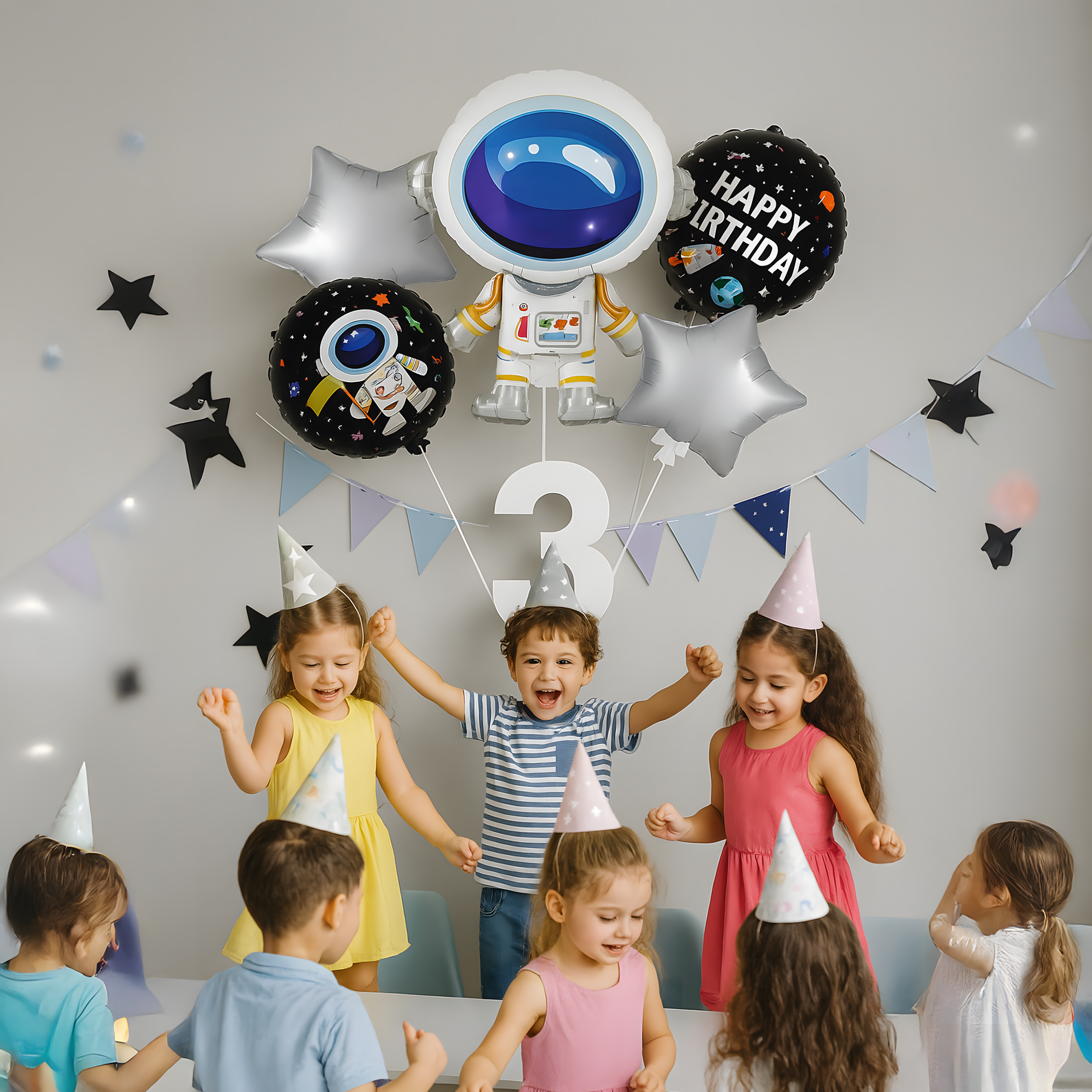 Fooliumõhupallide komplekt sünnipäevaks Kosmose Astronaut Tähed 5 tk