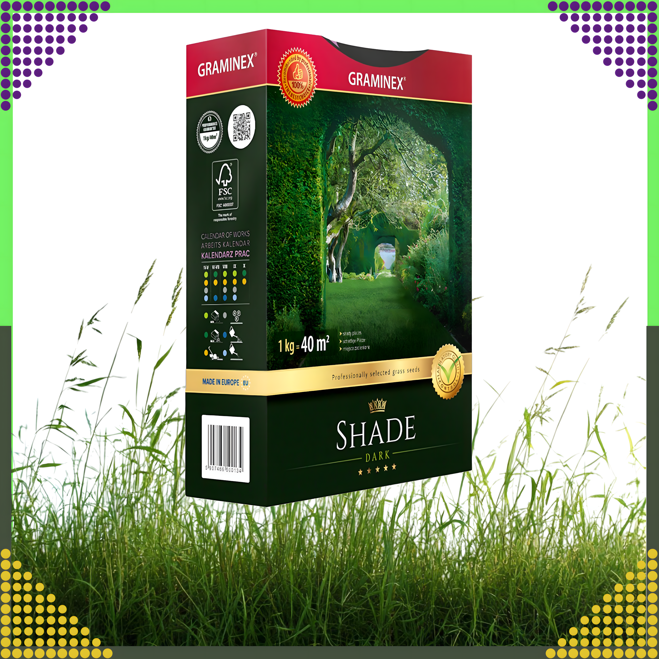 Premium varju muruseemne segu 1kg 40m² varjulistele aladele