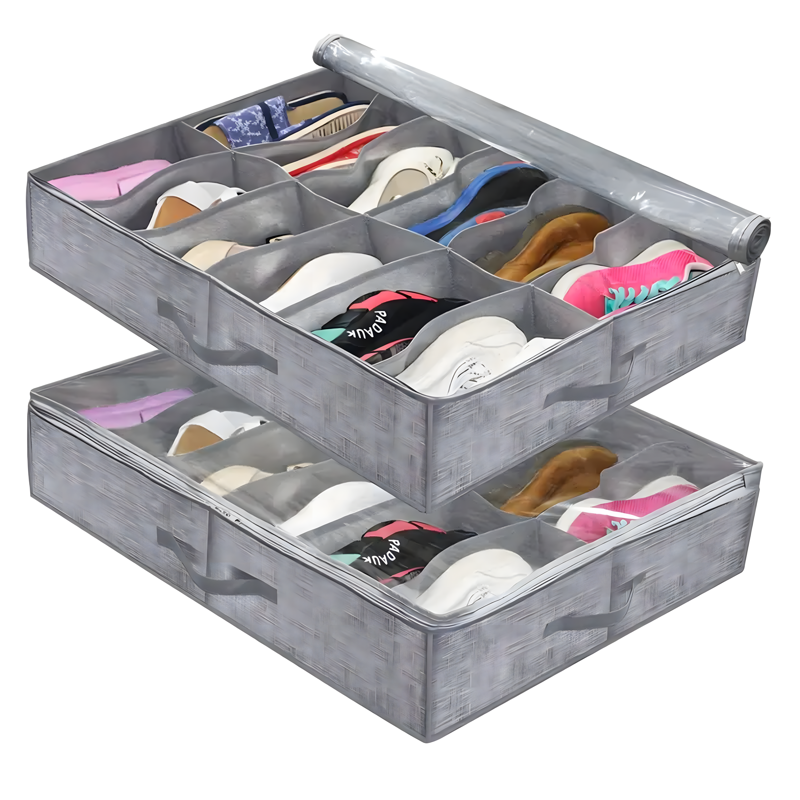 Organizer for Shoes Under Bed Foldable Clothes Box for Wardrobe with Zipper