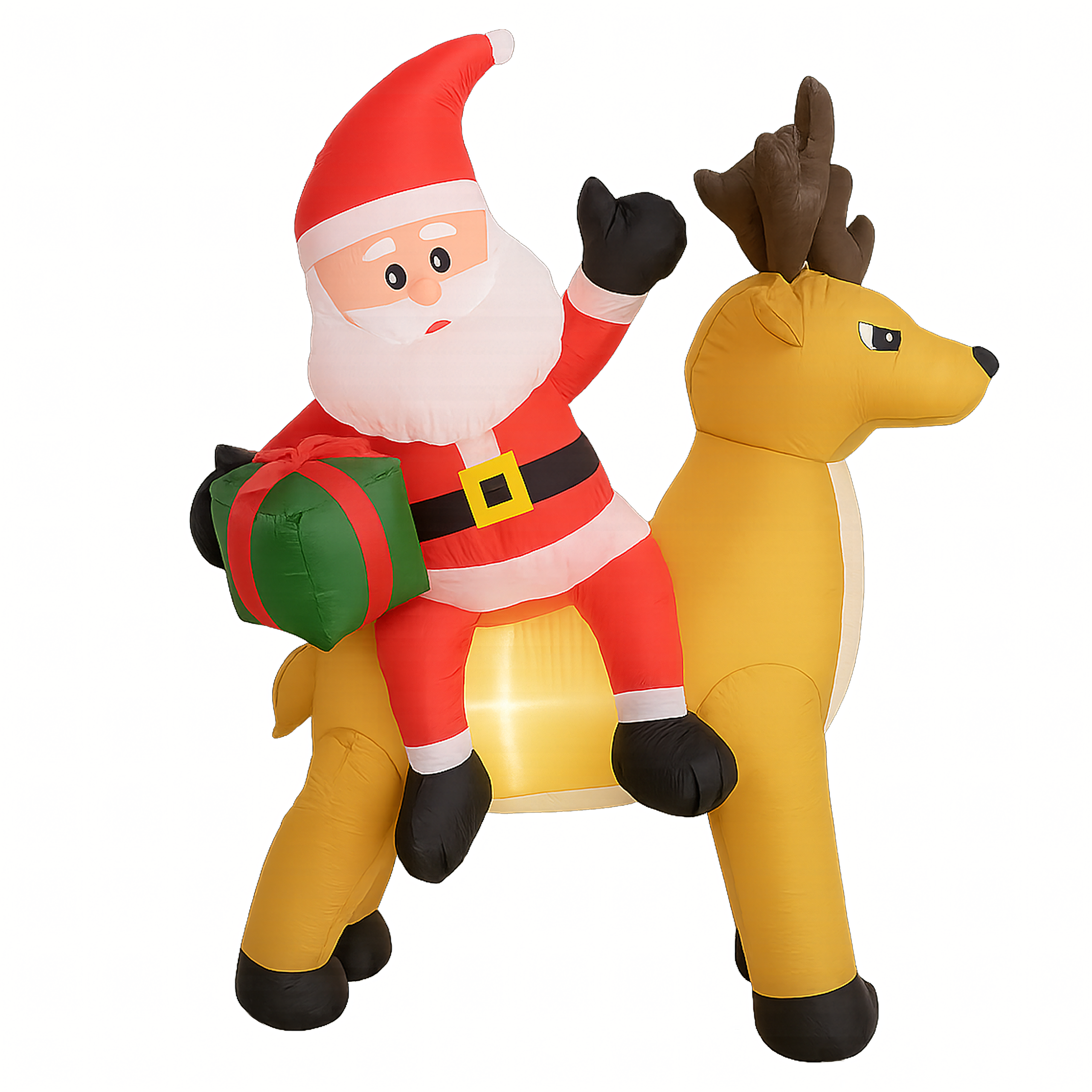 Täispuhutav jõuluvana põhjapõdraga 1.5m jõulukaunistus LED-taustvalgustusega