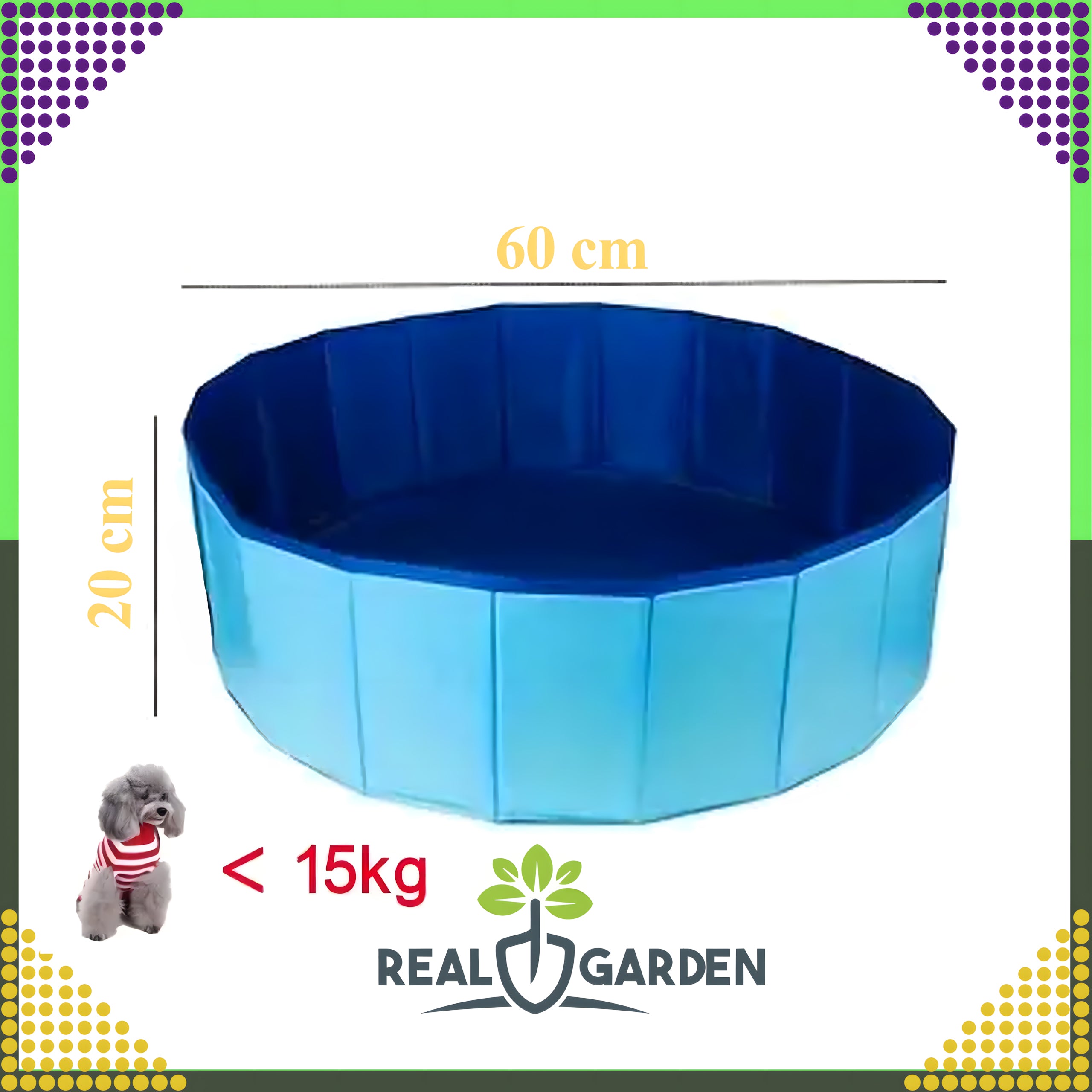Tugev aiandusloomade ujumisbassein jahutamiseks ja pesemiseks, kokkupandav, 60x20cm