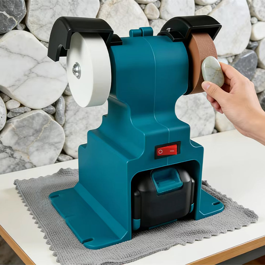 Cordless Double Bench Grinder with 2 Stones and 2 Batteries 2x