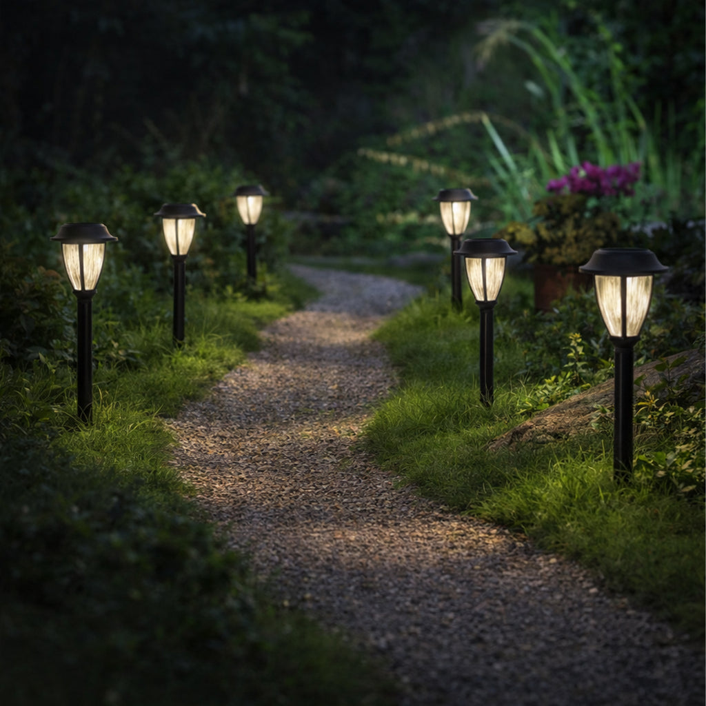 Set of 10 Solar LED Garden Post Lanterns 10 pcs