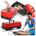 Portable Folding Camping Charcoal Grill with Lid, Solid Construction
