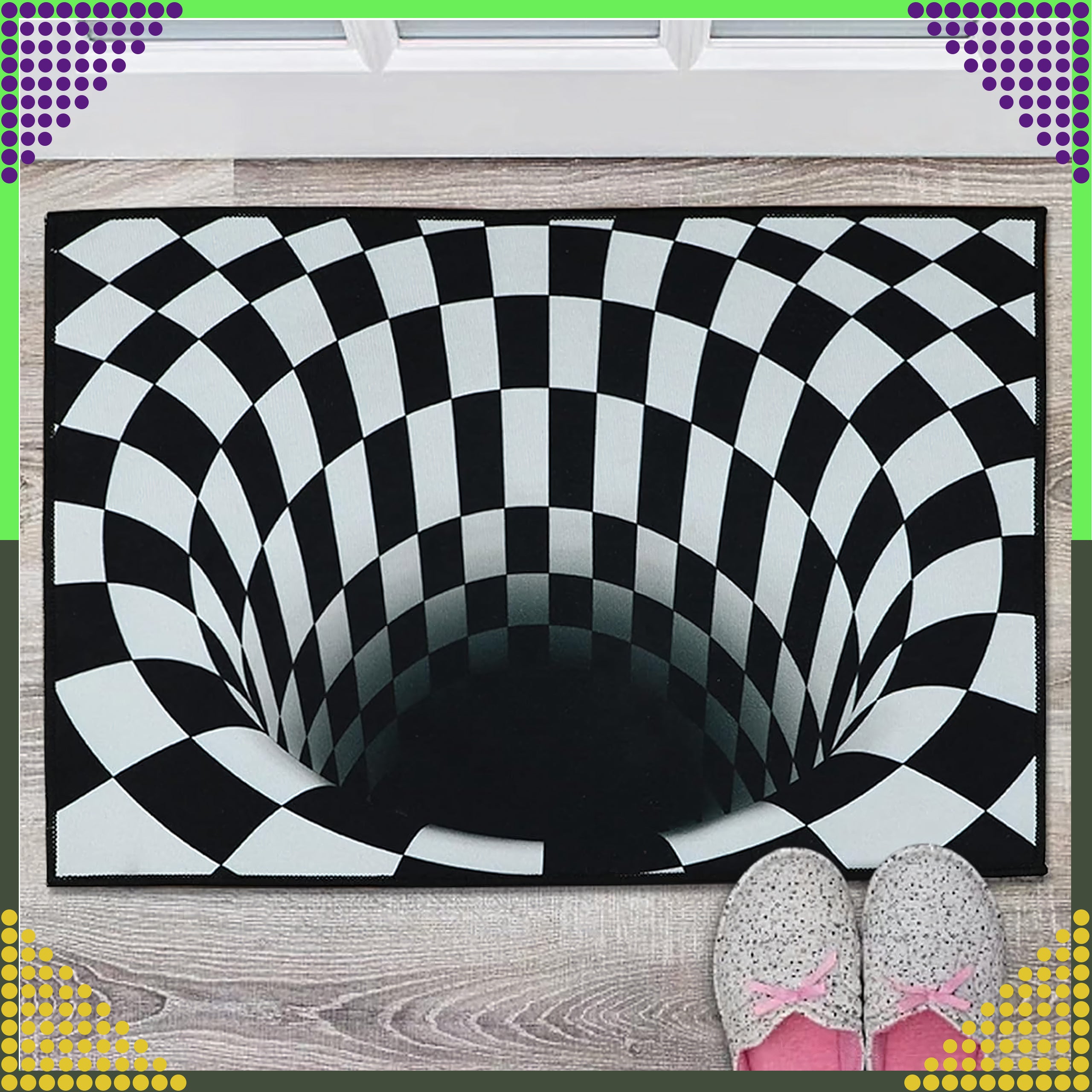 Chodnik Dywanik Mata Wycieraczka z Efektem 3D Iluzja Biała Dziura 60x40cm