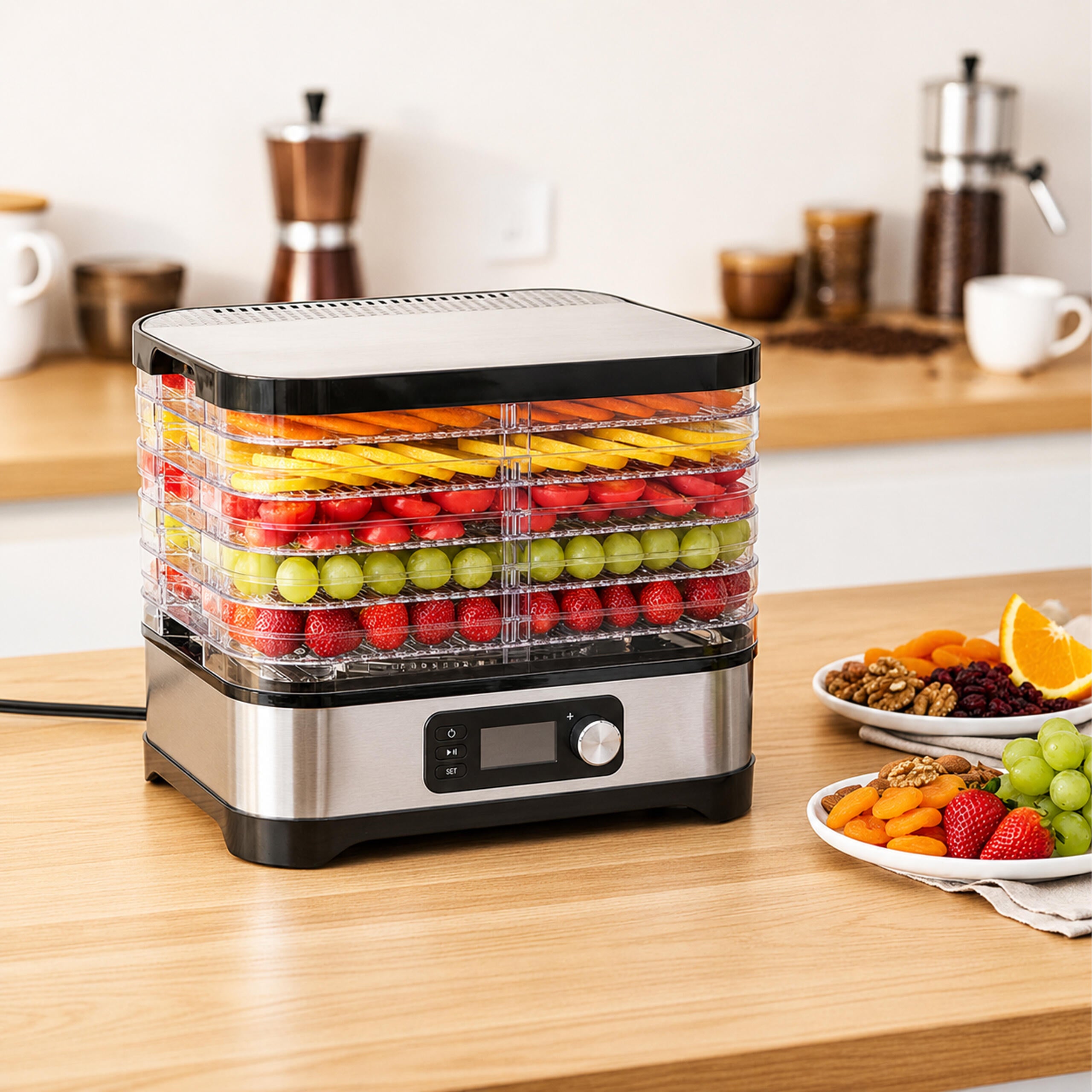 56x Food Dehydrator for Mushrooms, Vegetables, and Fruits with Timer and 5 Shelves LCD