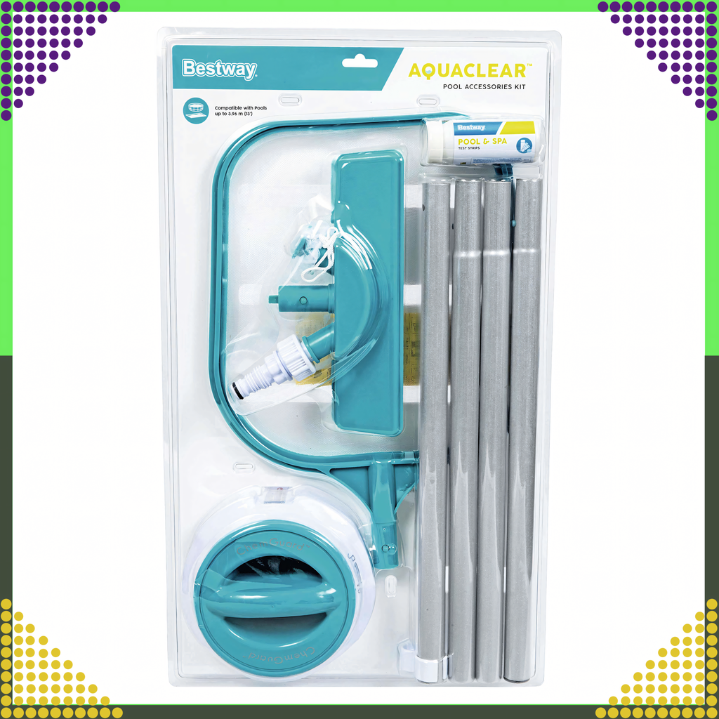 Bestway 58794 basseini hooldus- ja puhastuskomplekt võrguga, pulgaga, pH ribade ja plaastriga