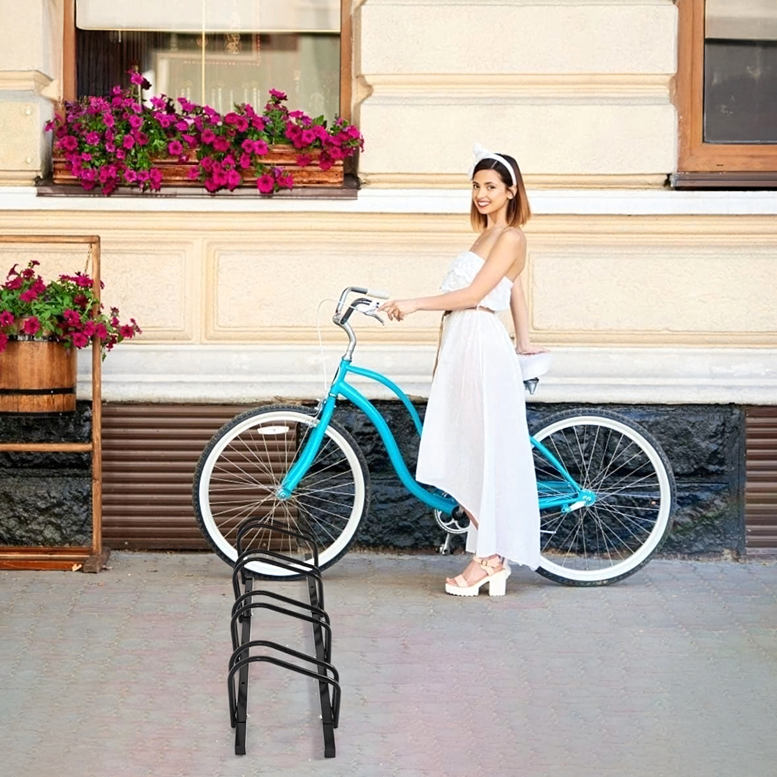 Jalgrattahoidja 4 jalgrattale Black teras suur tugev 100x32.5x26