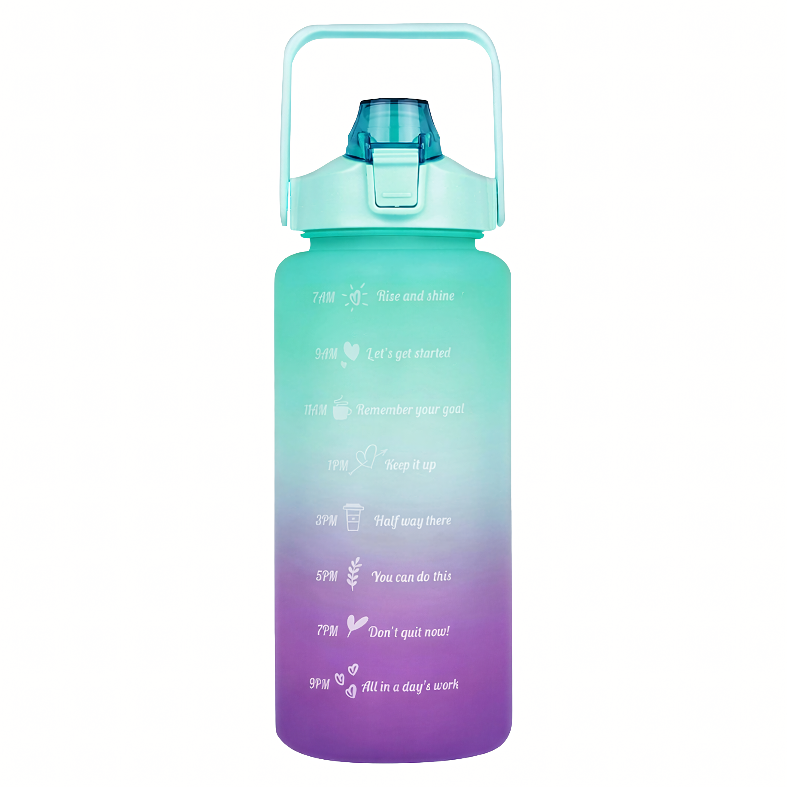 Motivatsiooniga veepudel 2000ml 2L kõrre, sangaga ja mõõduga