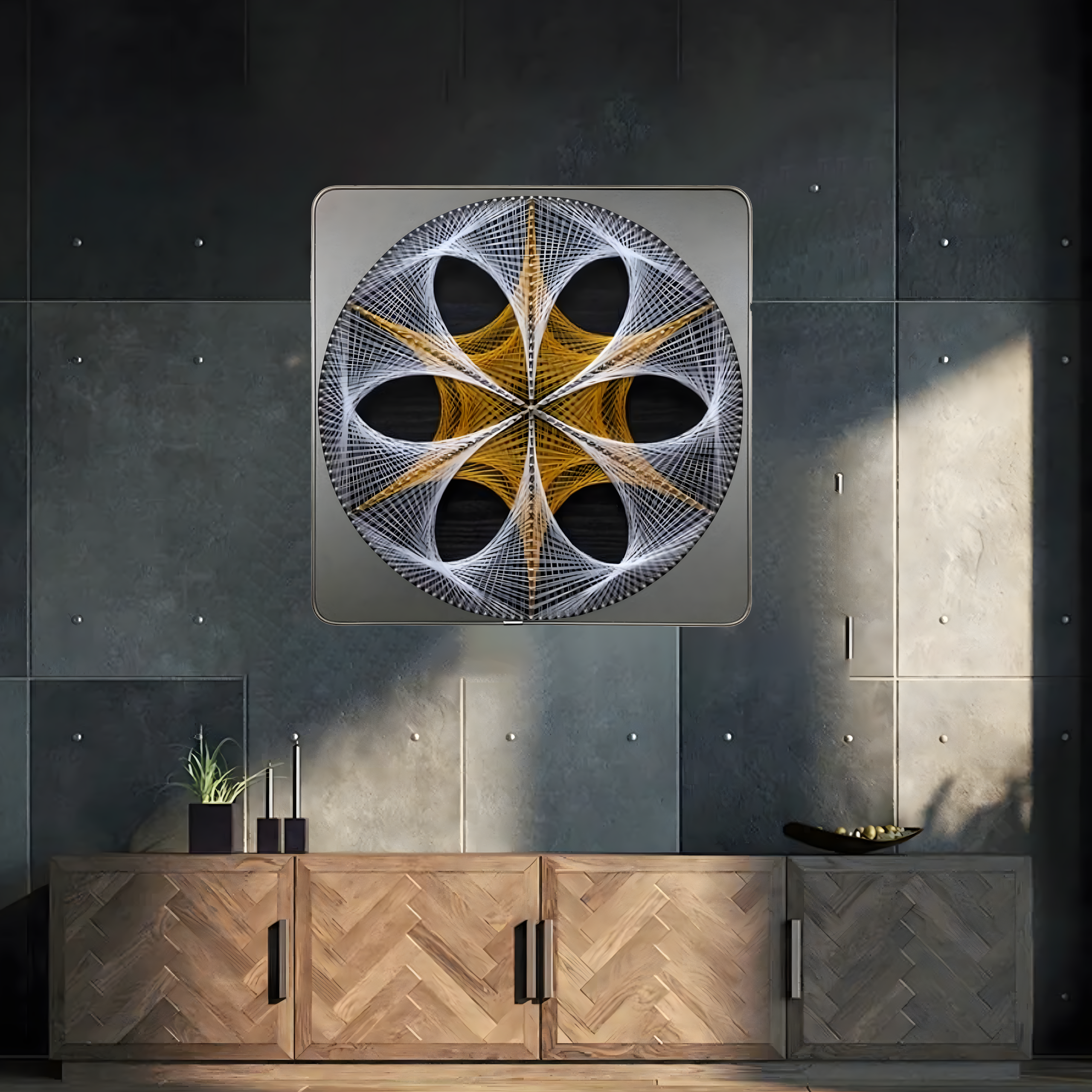 Loominguline komplekt niidikunsti põimimiseks, niidipildi raam 40x40 cm