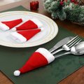 12x Christmas Cutlery Cases Santa Hat Covers