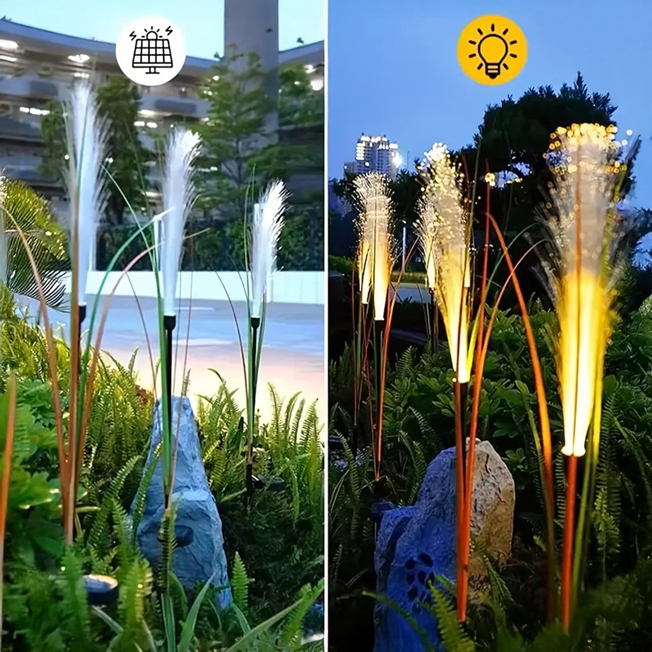 2x päikesepatareiga aiavalgusti dekoratiivse kõrrelise piigiga ja LED-paneeliga 85cm