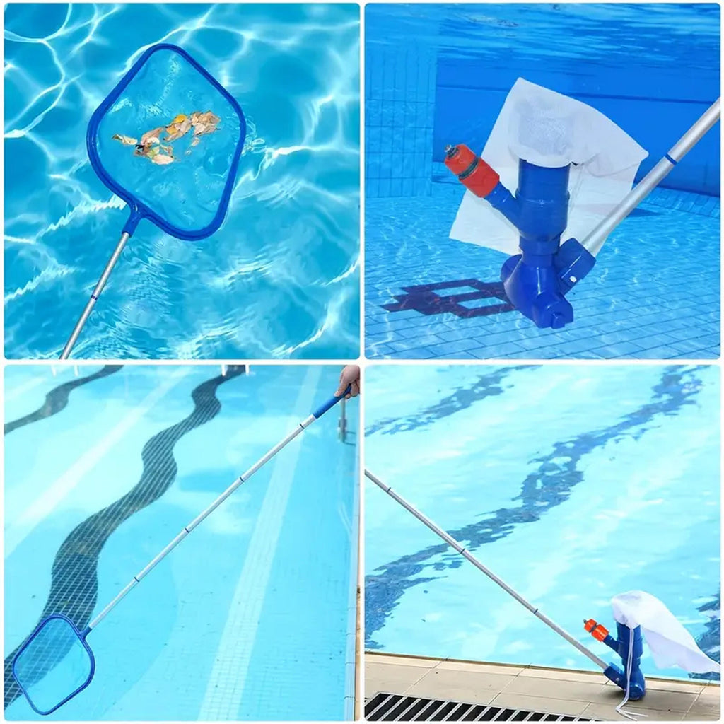 Pool and Spa Bottom Cleaning Set with Vacuum Brush and Net
