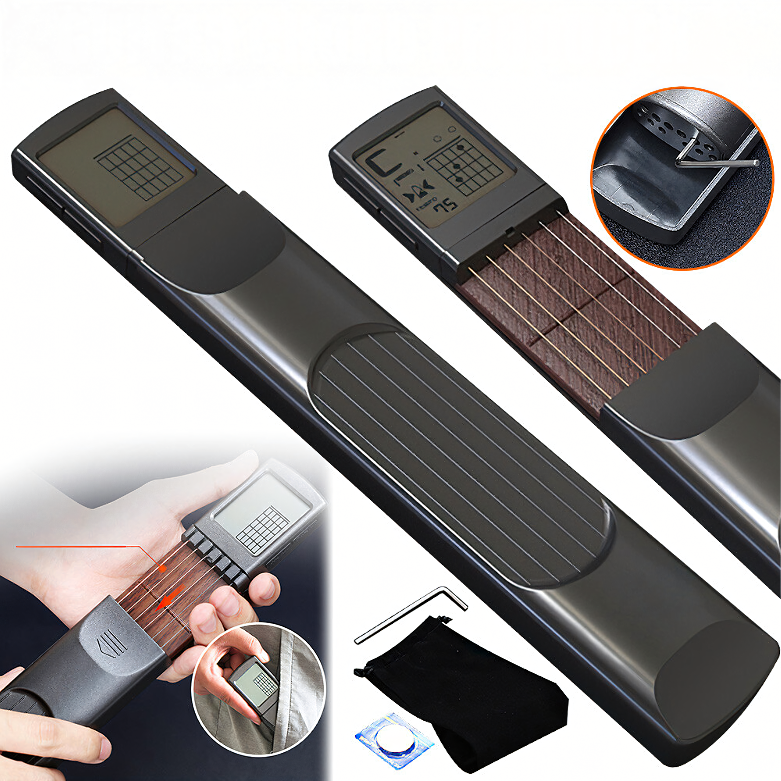 Digitaalne treener, kitarrikõlade treener ekraaniga, kaasaskantav mini kitarr