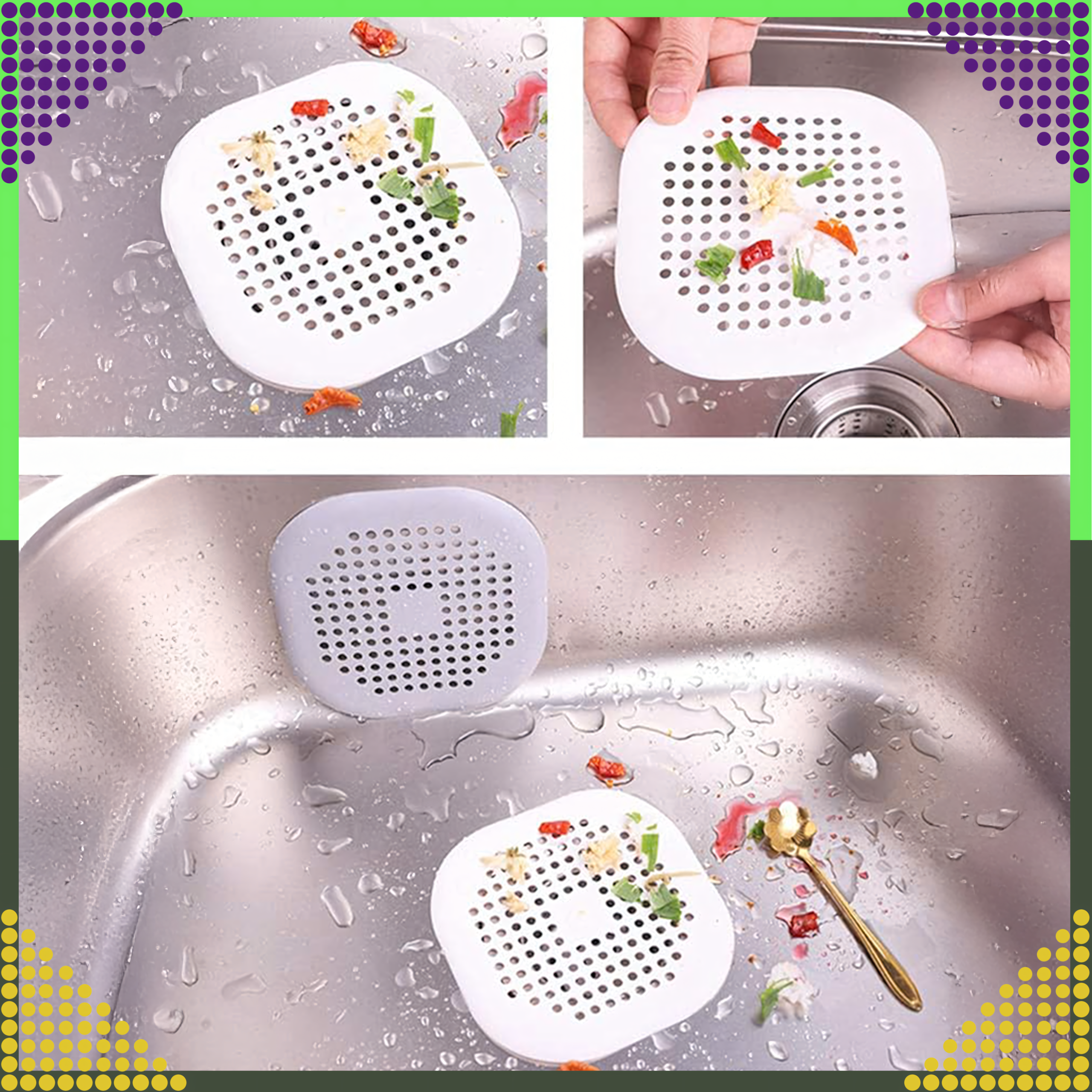 Silicone Strainer for Sink, Bathtub, Washbasin, Drain Filter, Hair Catcher