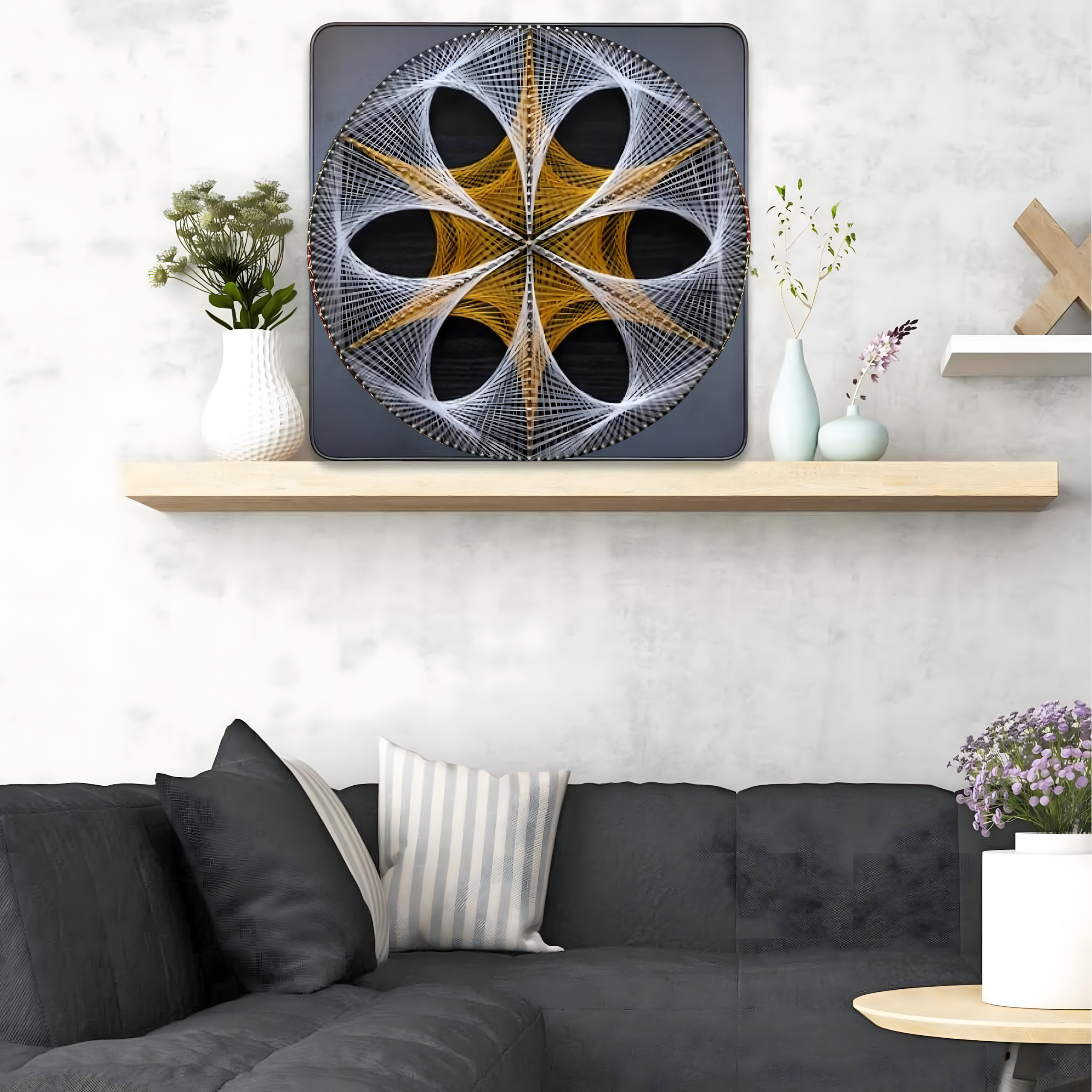 Loominguline komplekt niidikunsti põimimiseks, niidipildi raam 40x40 cm