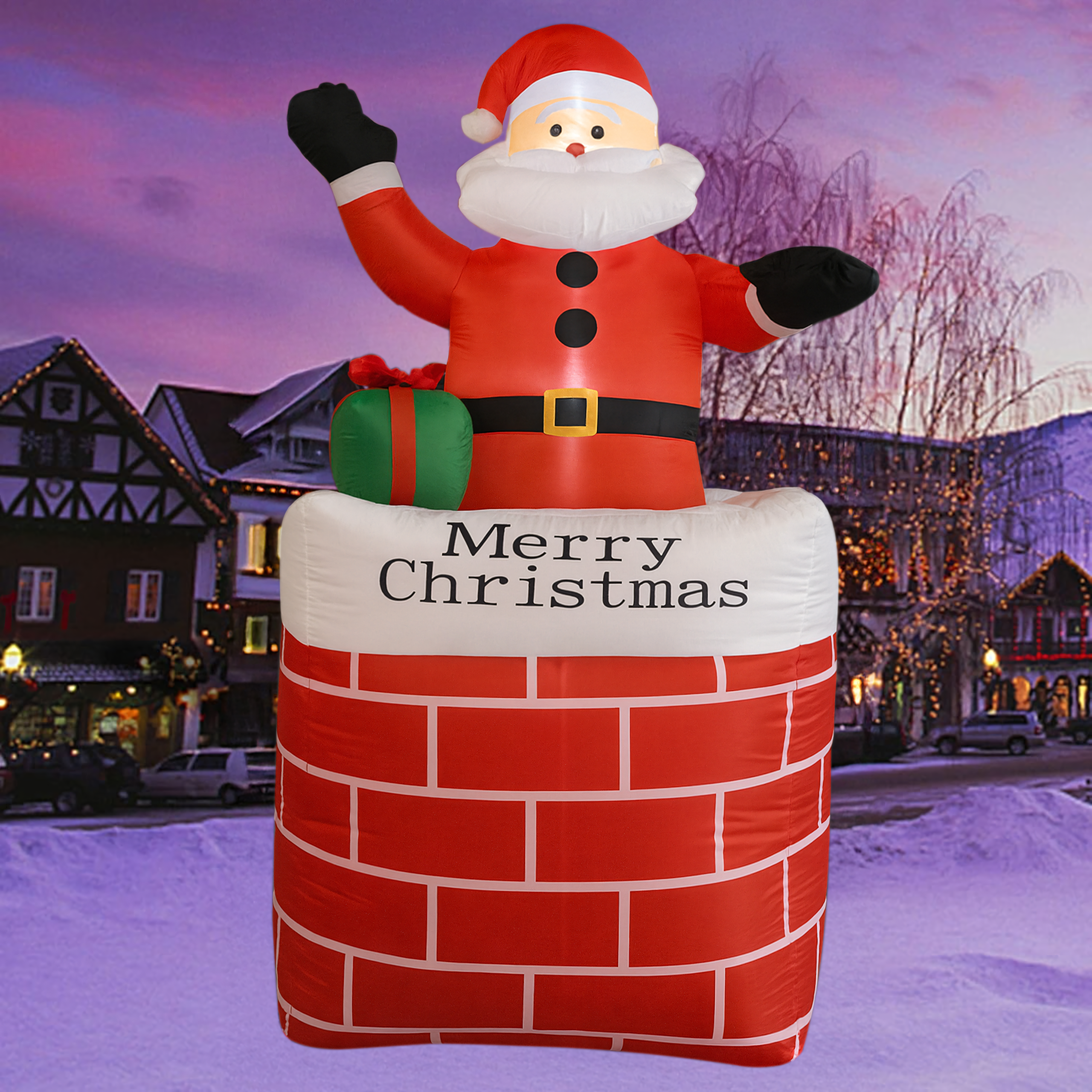 Täispuhutav jõuluvana korstnas jõulukaunistus valgustatud LED 150 cm