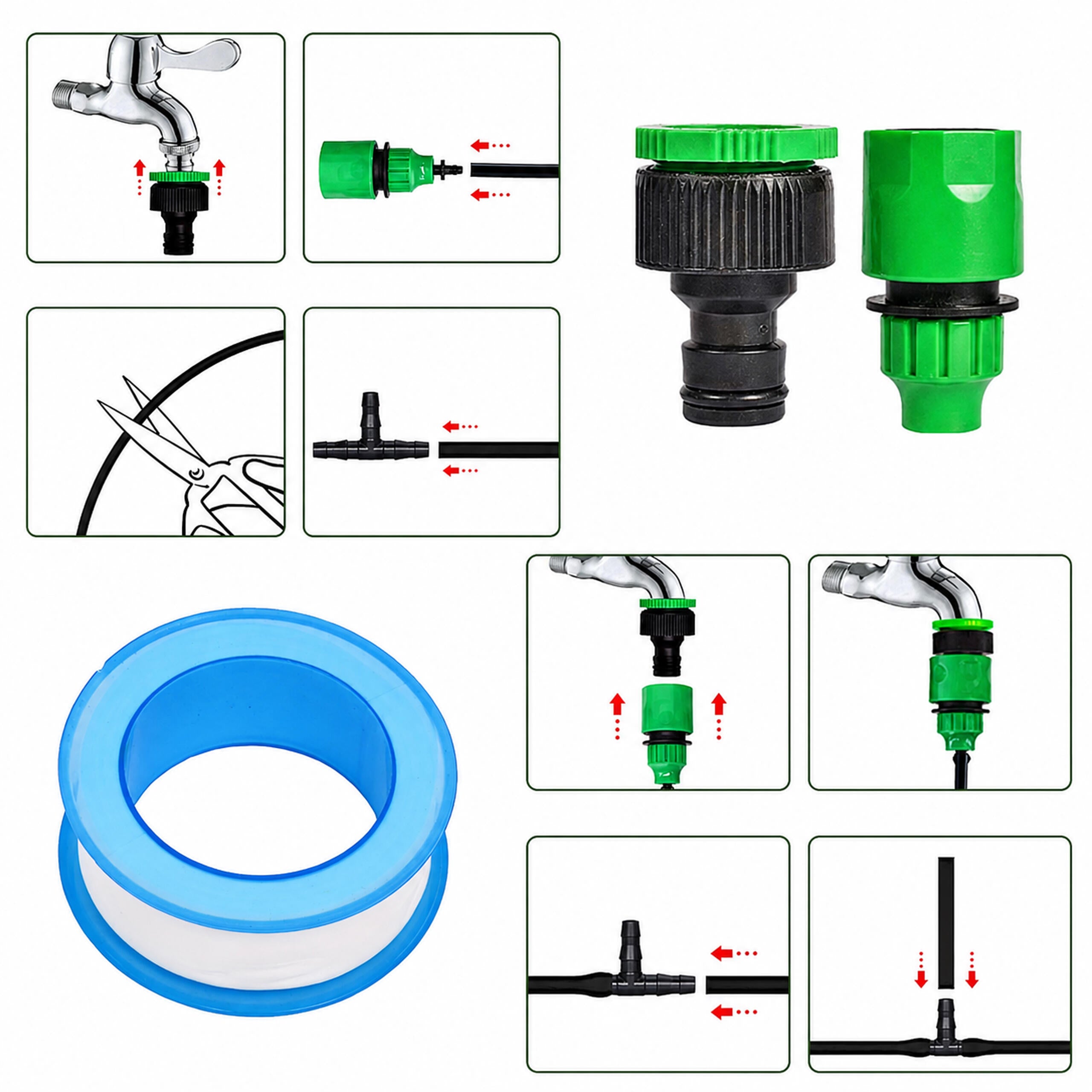 15m Garden Water Curtain Drip Irrigation Set with Sprinkler