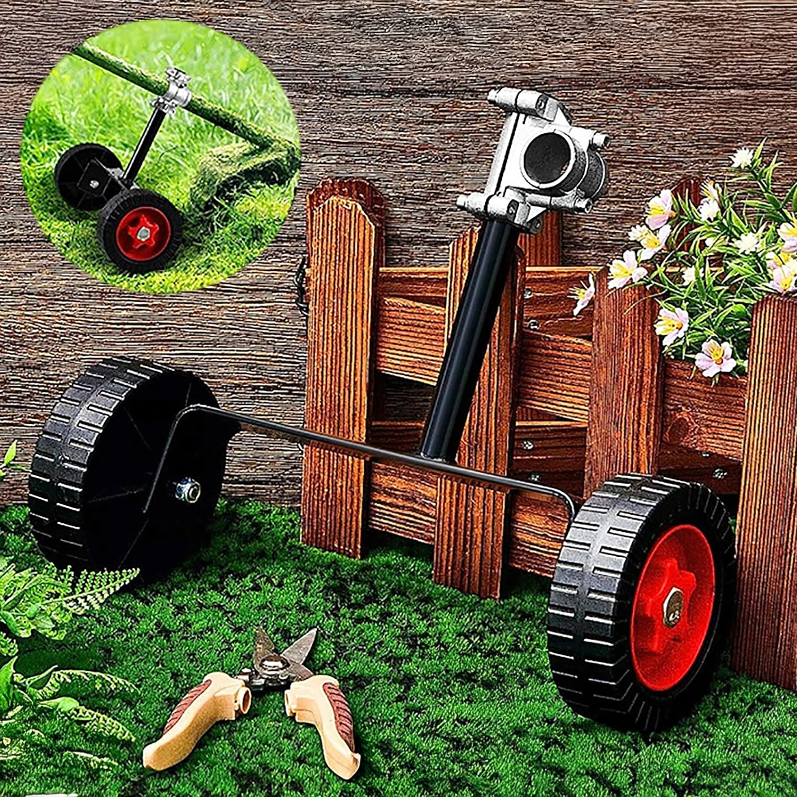 Universal Metal Support Wheels for Lawn Mower and Trimmer 26-28 mm