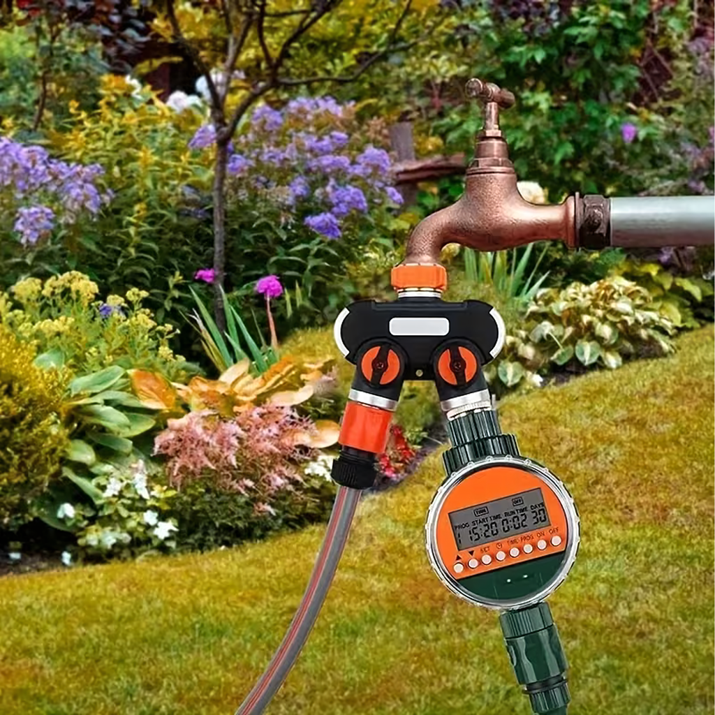 2-Way Hose Splitter for Garden Hose Faucet with Valves