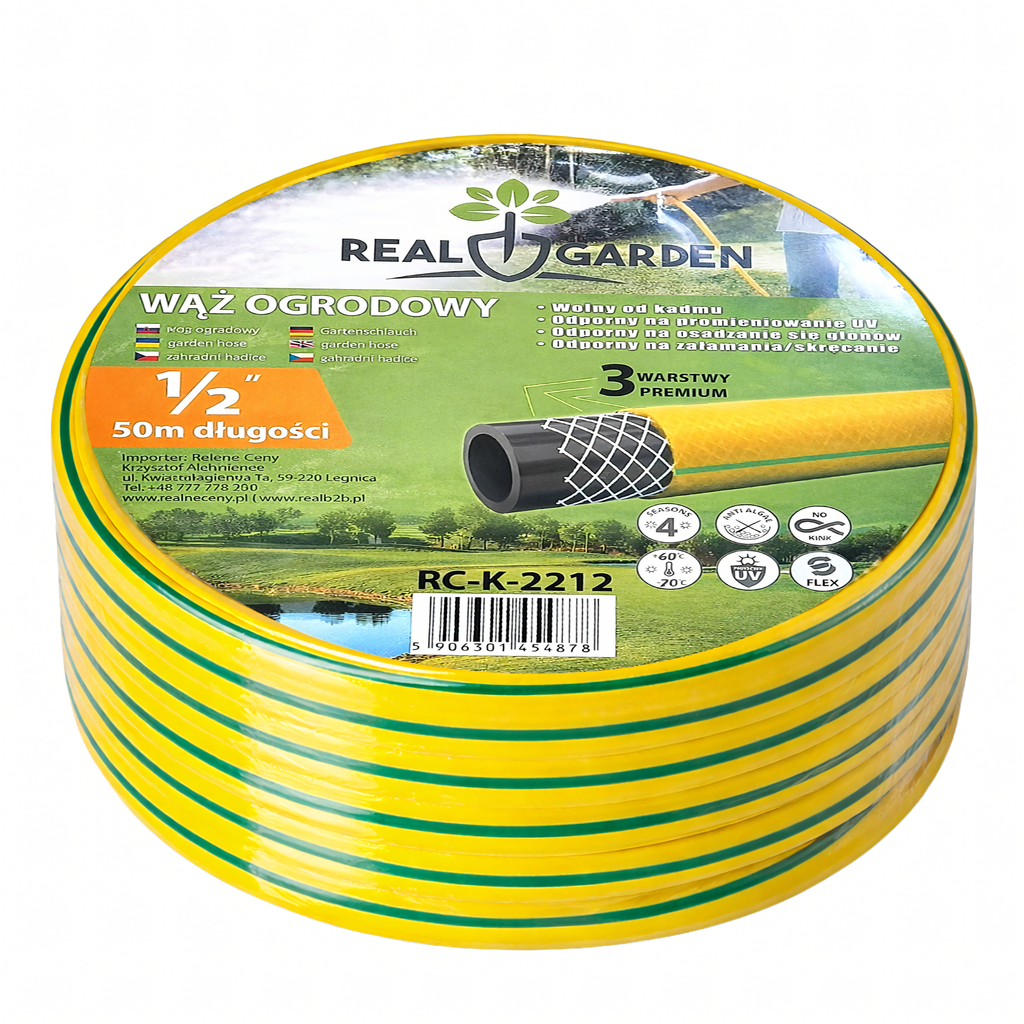 50x Garden Hose 3-Layer 1/2 inch 50 m Reinforced Coiled for Watering Garden