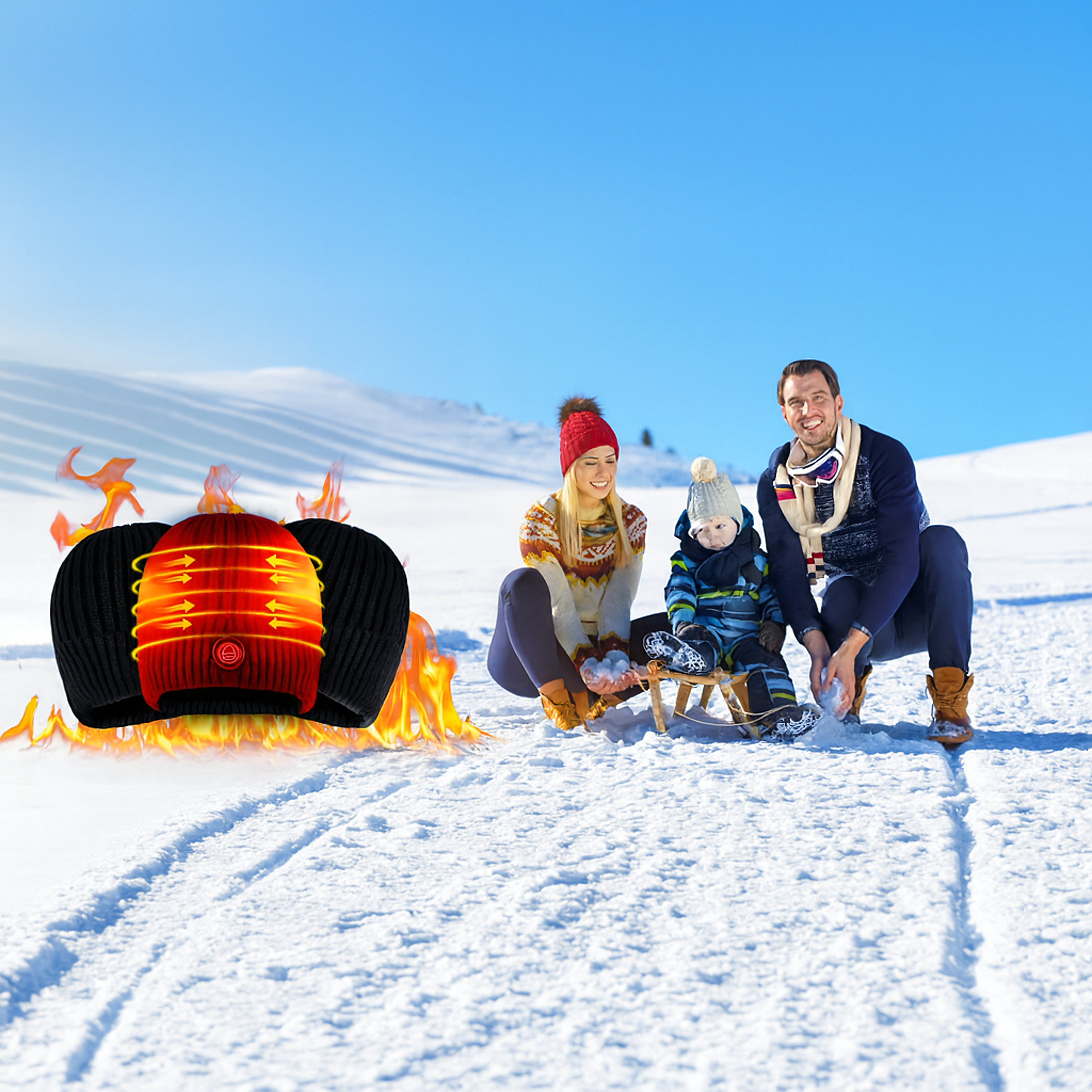 Soojendusega talvine elektriline müts + Powerbank