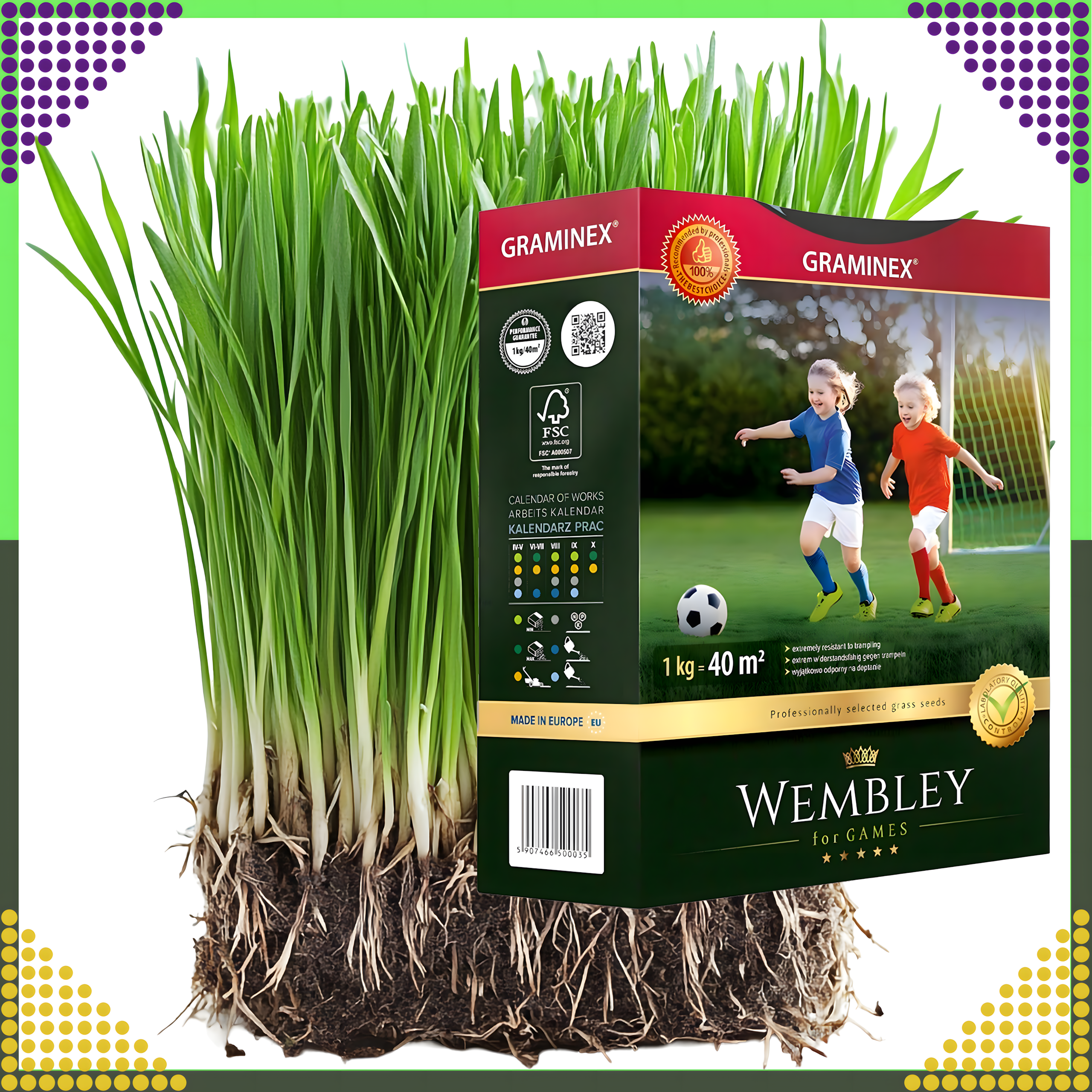 Premium Wembley spordimuru seemned 1kg 40m² jaoks