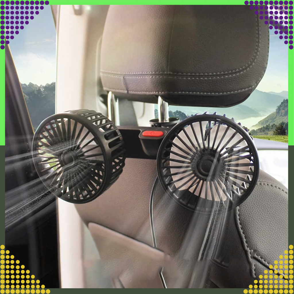 Car Fan Rotary Dual Fan for Cars Powerful 360° USB