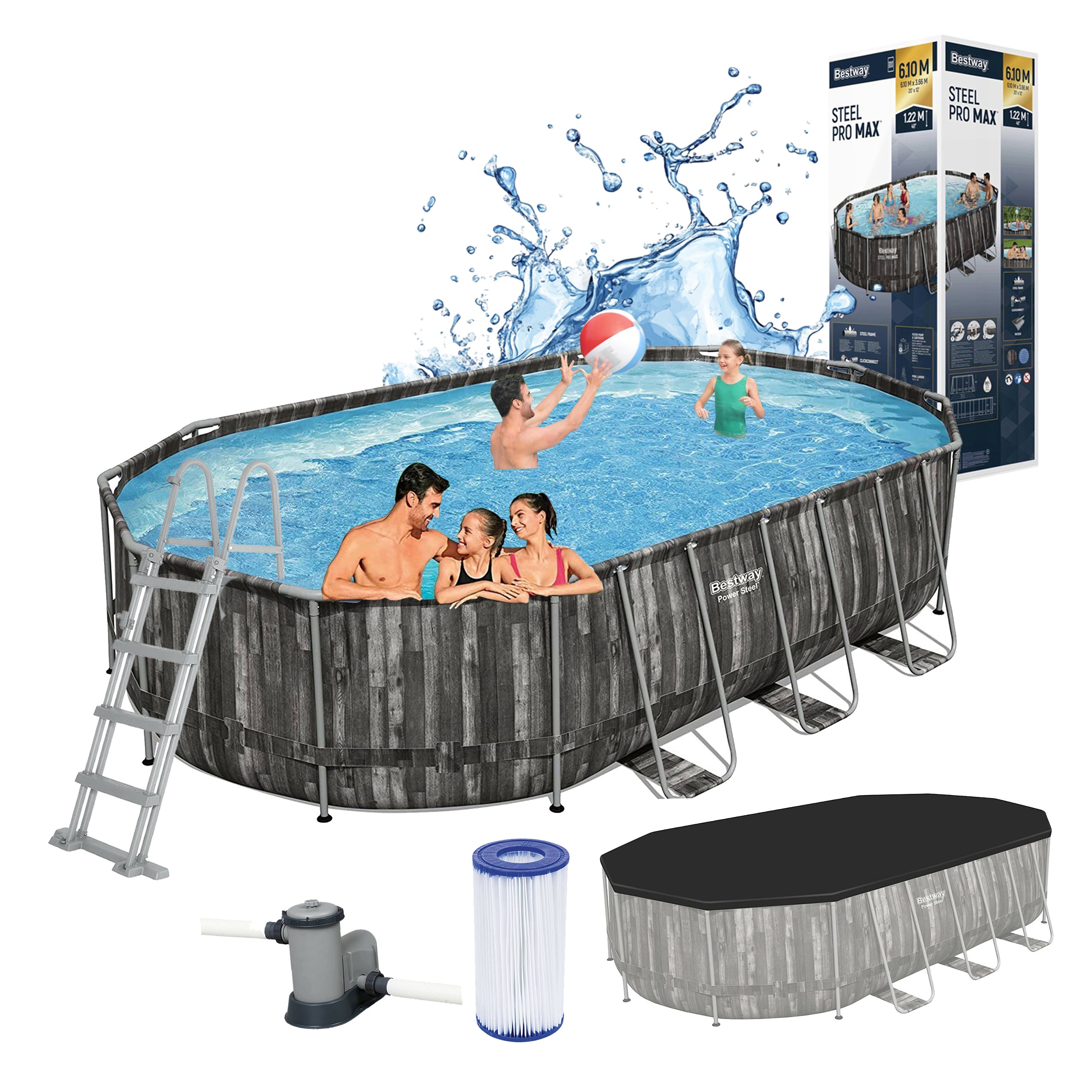Bestway 5611R Steel Pro ristkülikukujuline aiaraamiga bassein 610x366x122cm