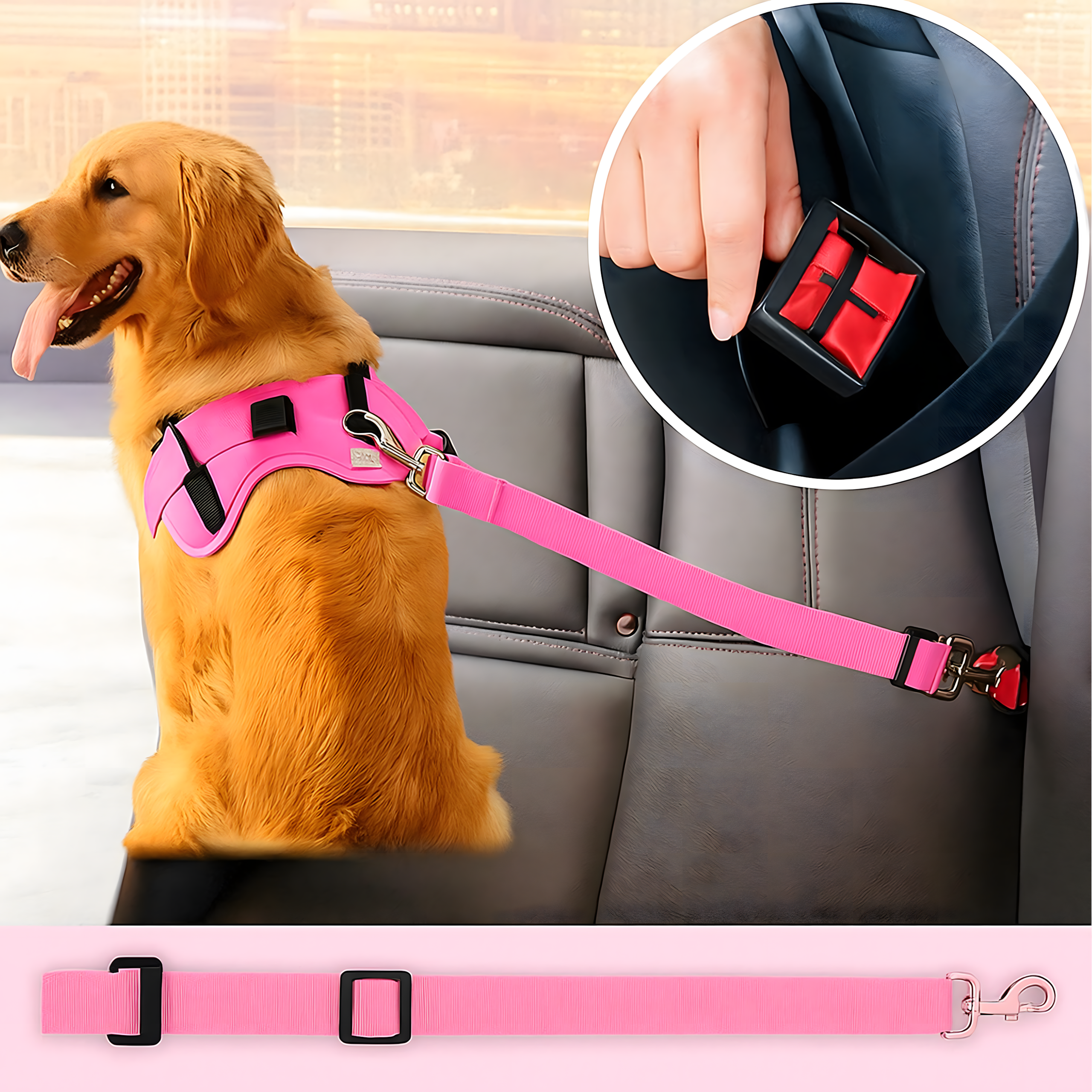 Turvavöö koertele ja kassidele autodele, reguleeritav rihm autodele