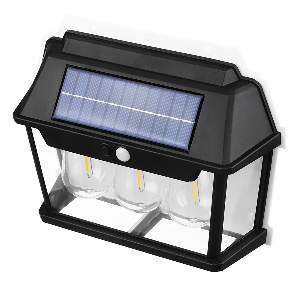 Triple LED Solar Wall Light with Motion Sensor for Garden and Exterior