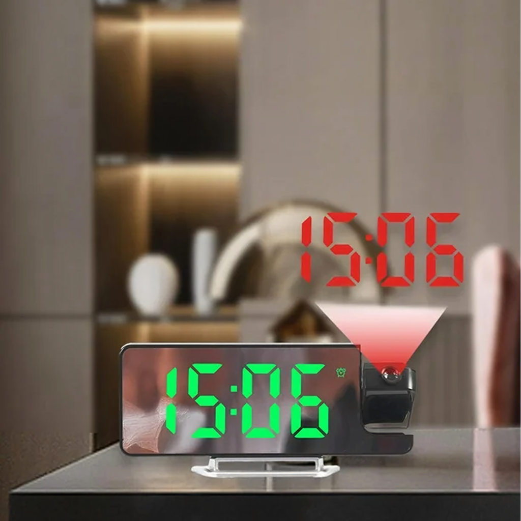 Elektrooniline LED digitaalne äratuskell laserprojektoriga ja temperatuurinäidikuga