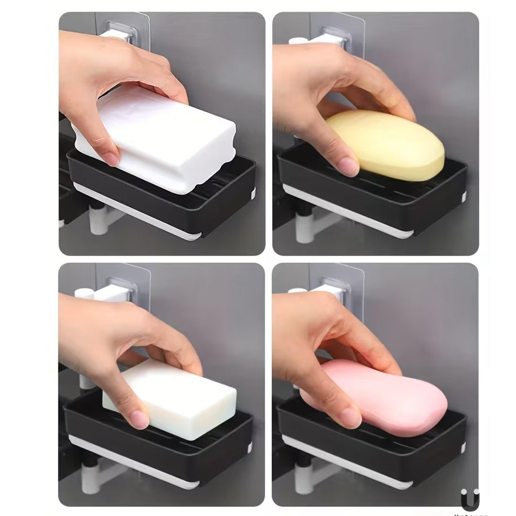 4-Tier Rotating Bathroom Soap Dish Shelf with Drain