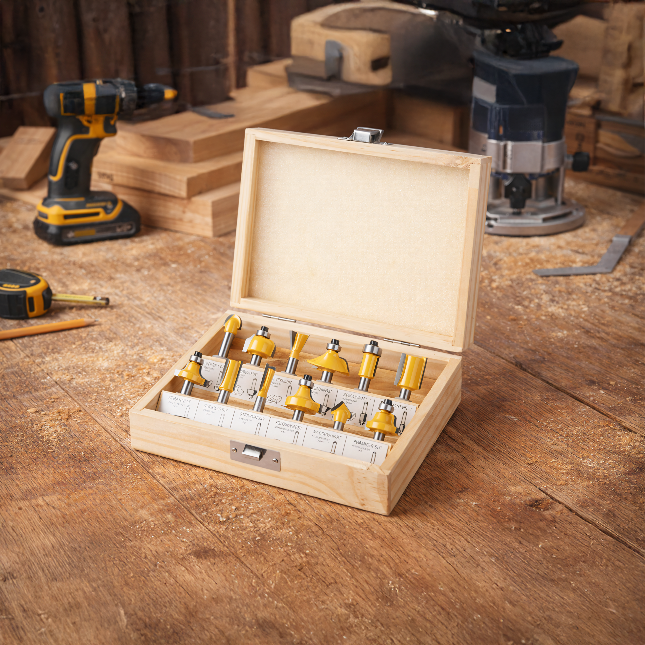 12-osaline kiirlõiketeradega puidutöö freesiotsikute komplekt 12 tk