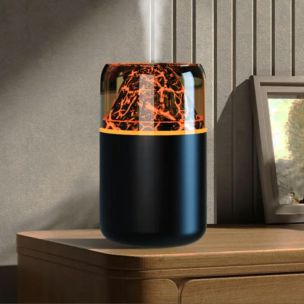 Õhuniisuti aroomi difuusor LED aroomiteraapia vulkaani tule efekt