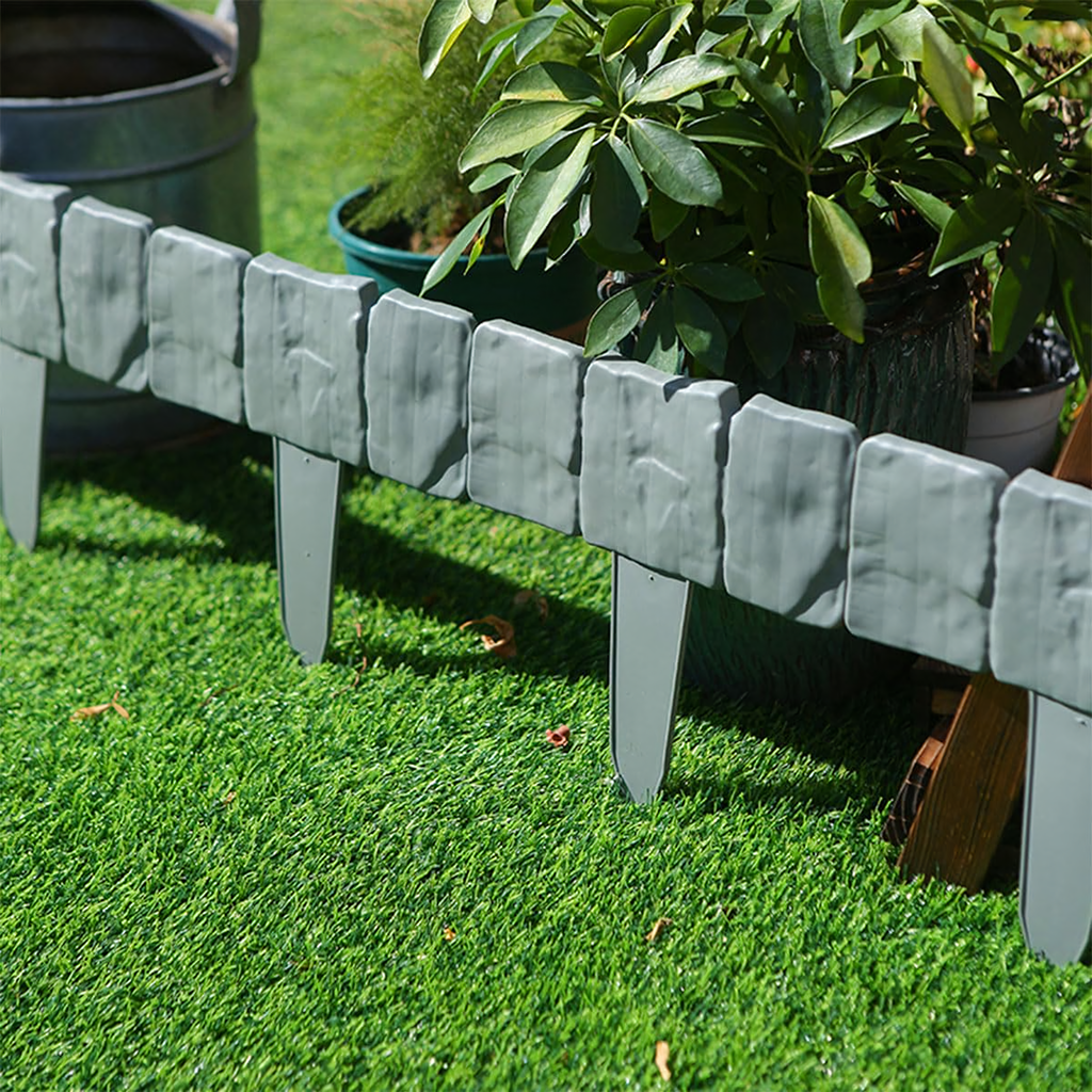Garden Edging Palisade Lawn Border Stone Split Gray 250 cm