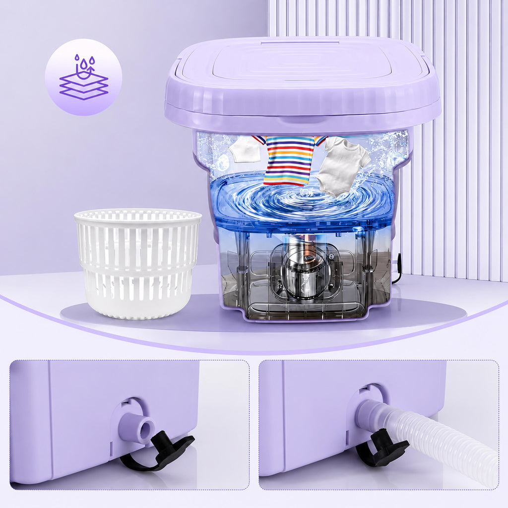 Portable Mini Folding Automatic Washing Machine 8L for Travel and Camping