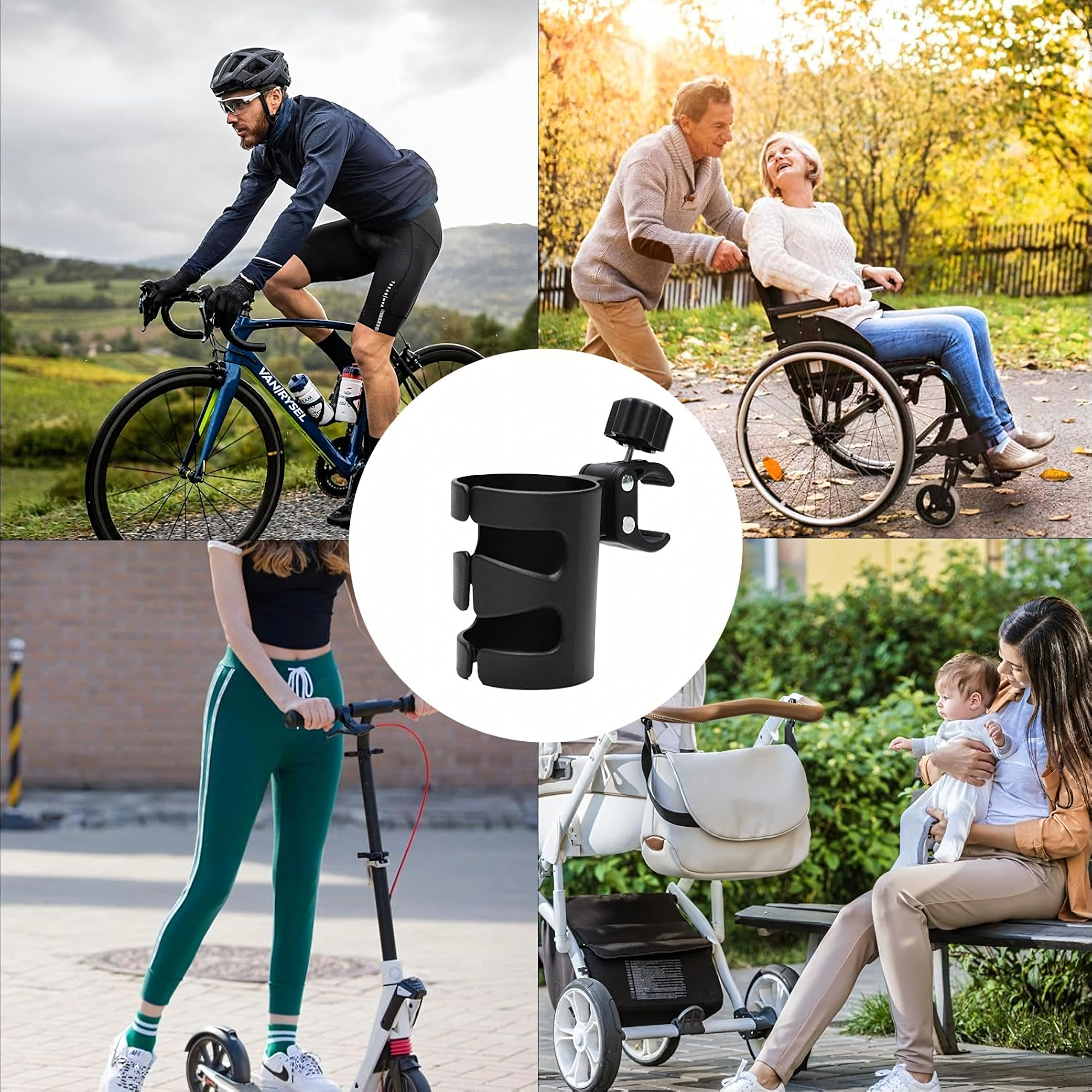 Joogi, tassi, pudeli korraldaja hoidik universaalsele jalgratta kärule