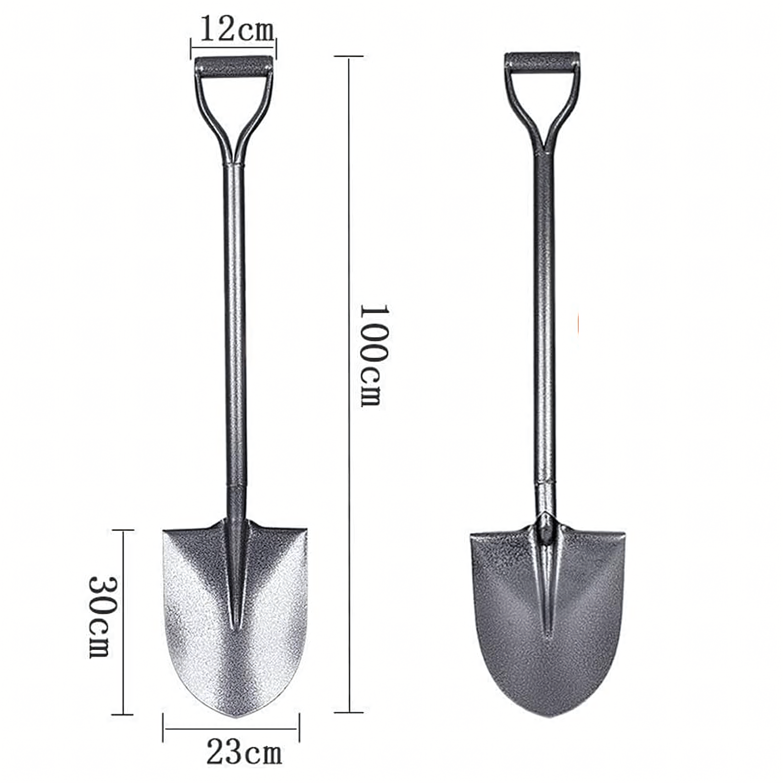 Metal Garden Spade Straight with Metal Handle 100 cm Strong