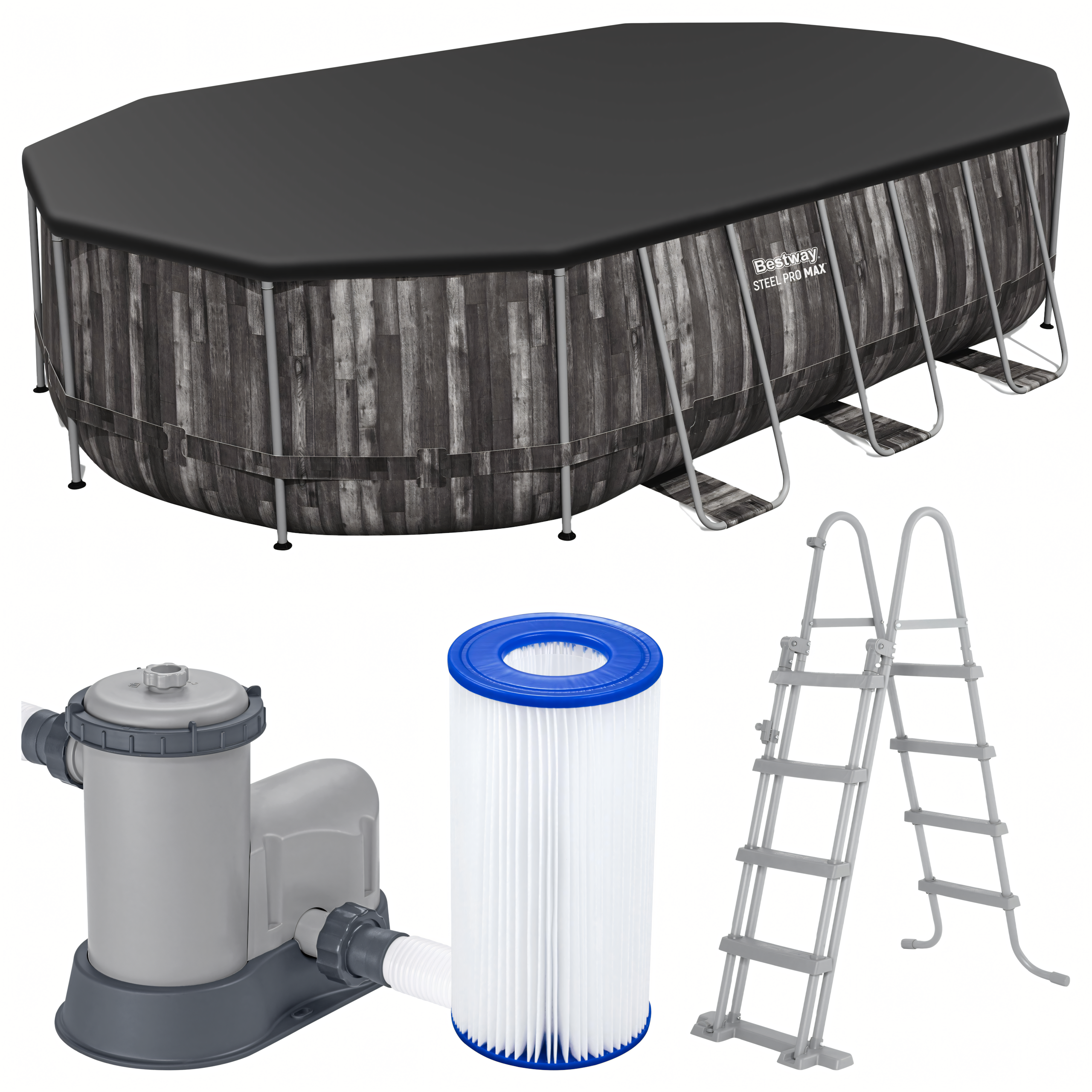 Bestway 5611R Steel Pro ristkülikukujuline aiaraamiga bassein 610x366x122cm