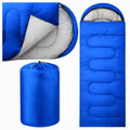 2-in-1 Mummy Sleeping Bag 210×70cm Warm with Hood Blue (F5)