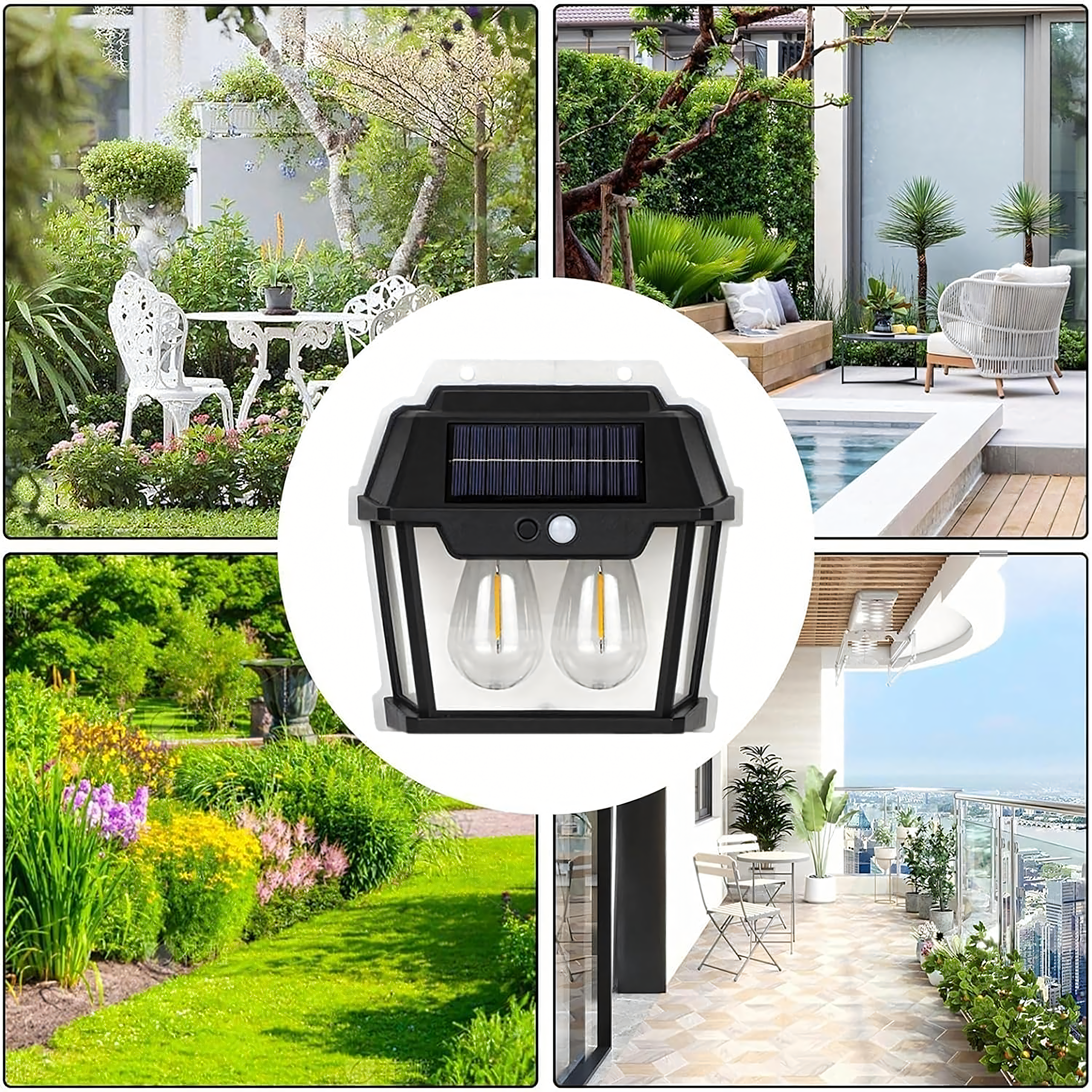 Double LED Solar Wall Light with Motion Sensor for Garden and Exterior (F15)