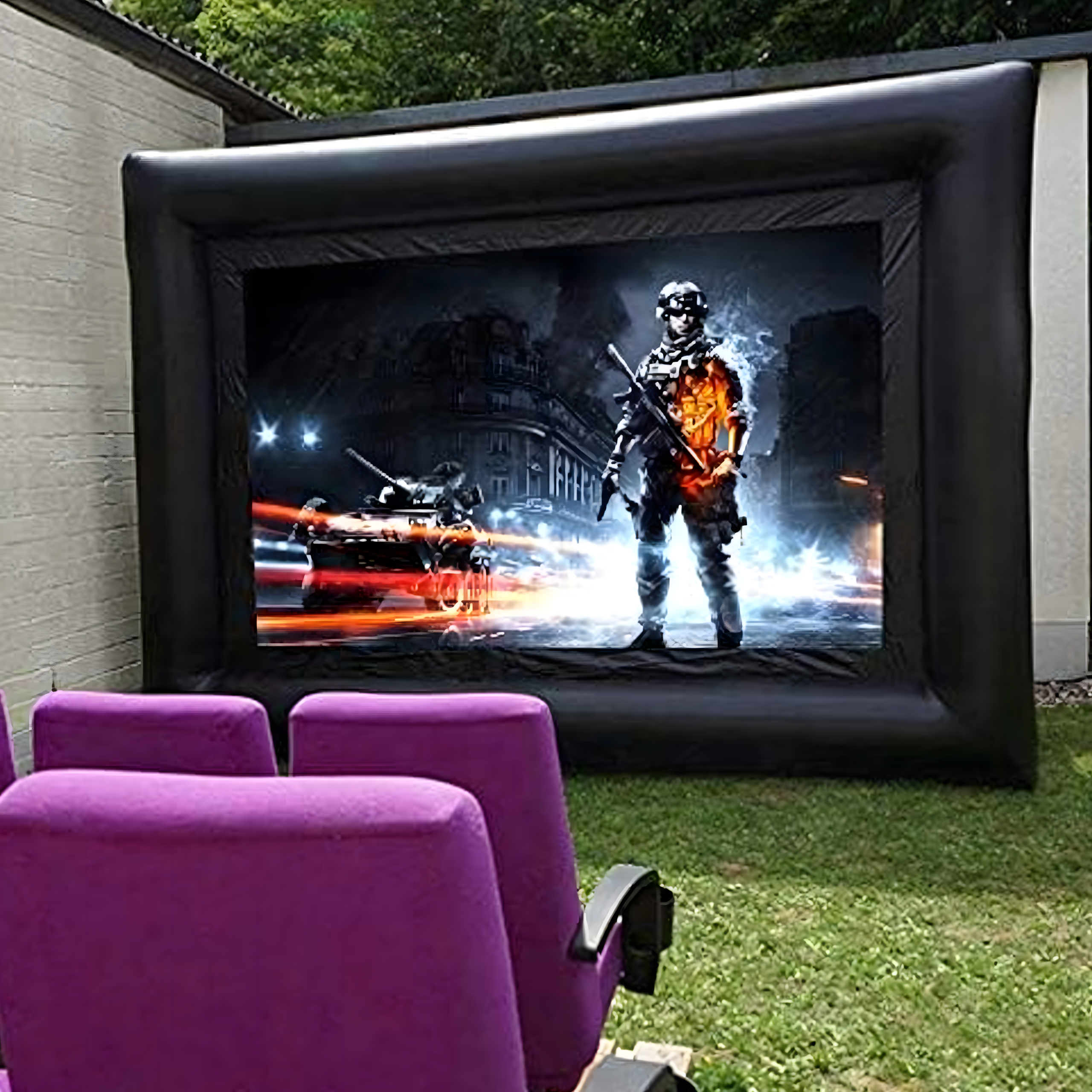 Suur täispuhutav projektsiooniekraan KINO projektorile koos puhuriga