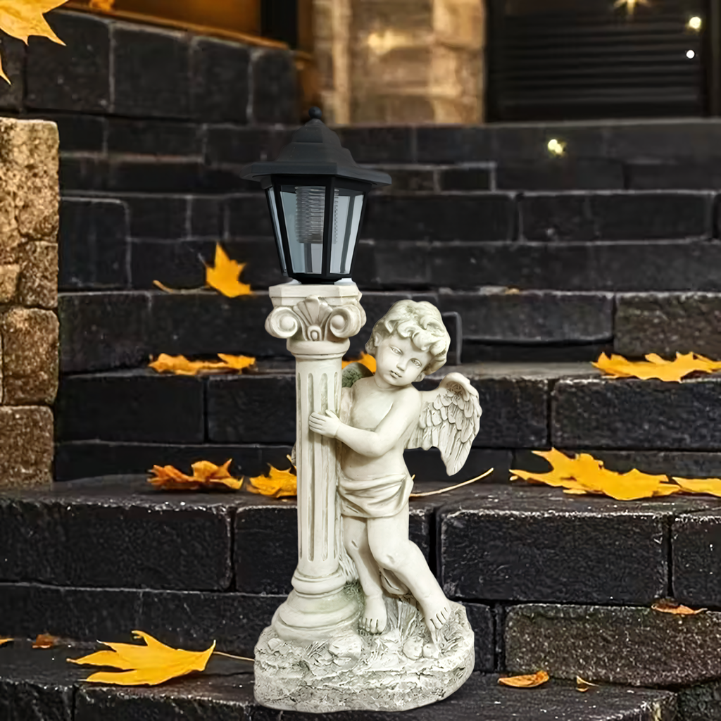 Figurka Candle Holder Decoration Statue Solar LED Angel for Garden or Grave 49cm